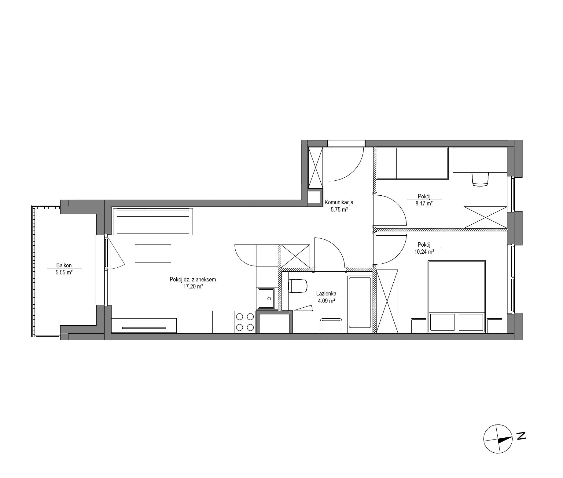 Plan 3 pok. 45m²