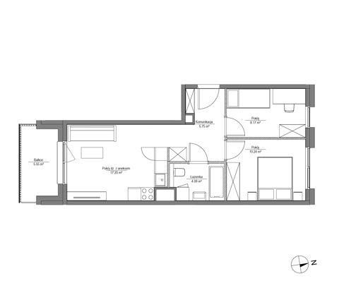 Plan 3 pok. 45m²