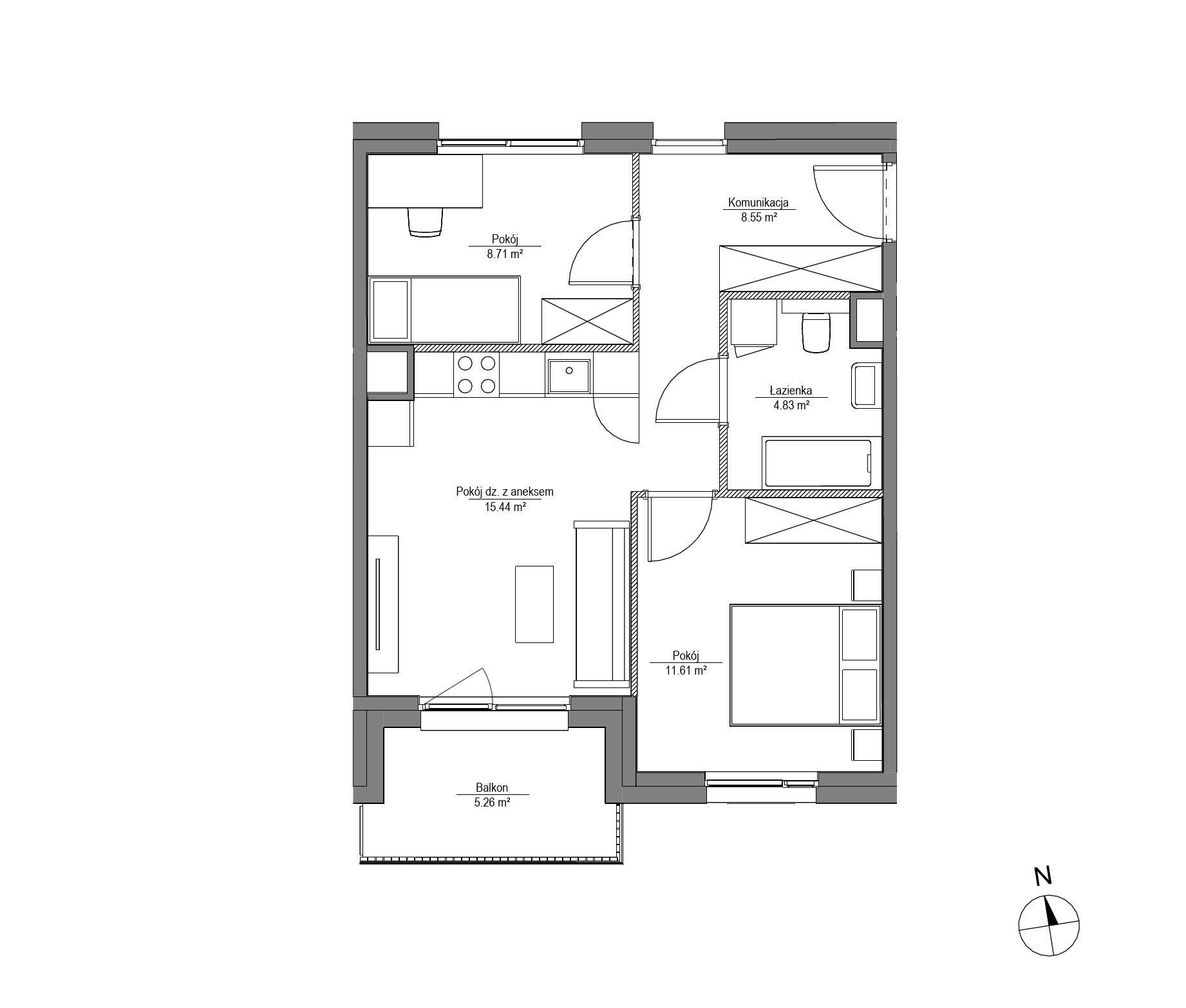 Plan 3 pok. 49m²