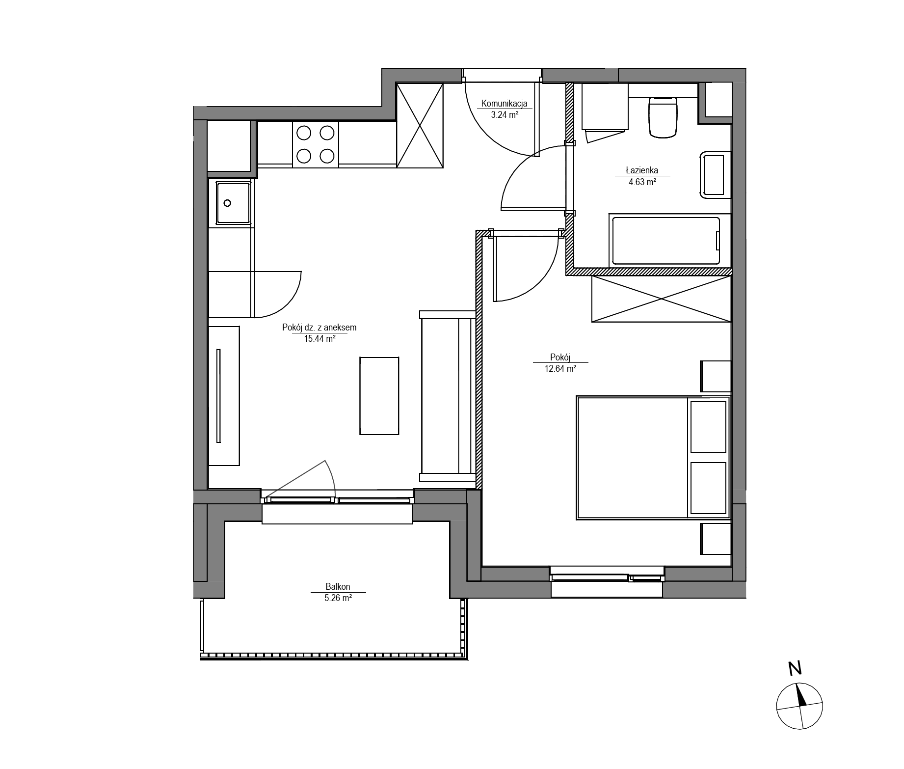 Plan 2 pok. 36m²