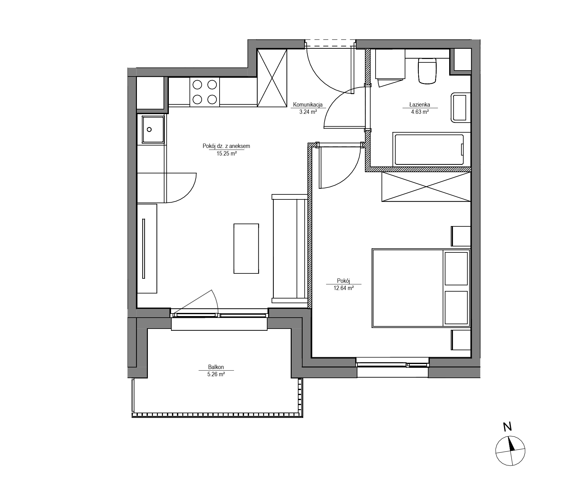 Plan 2 pok. 36m²