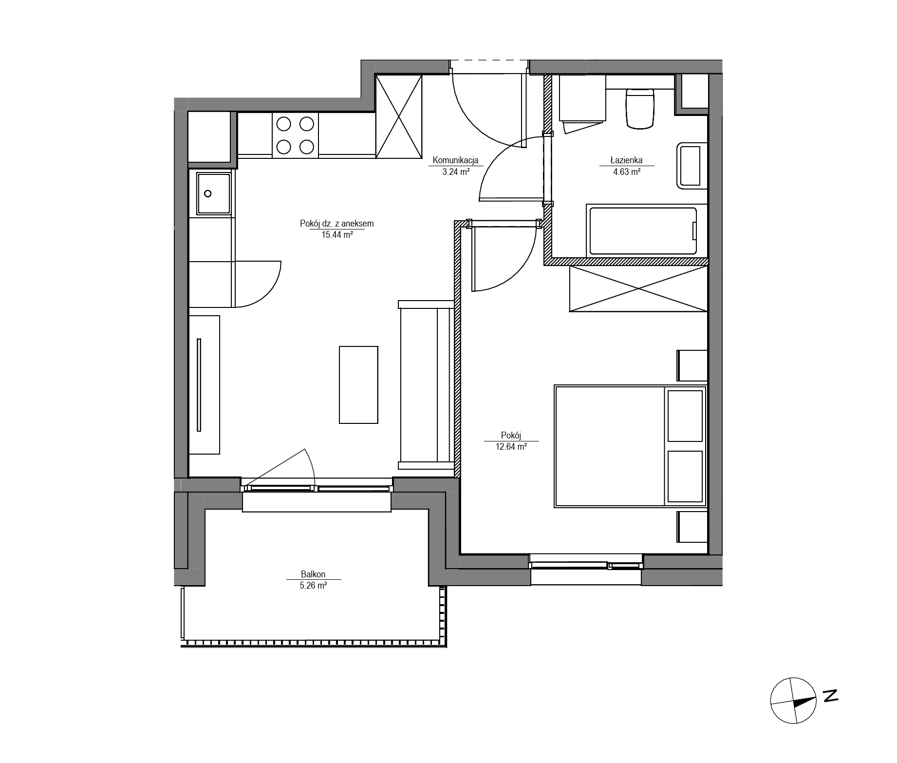 Plan 2 pok. 36m²