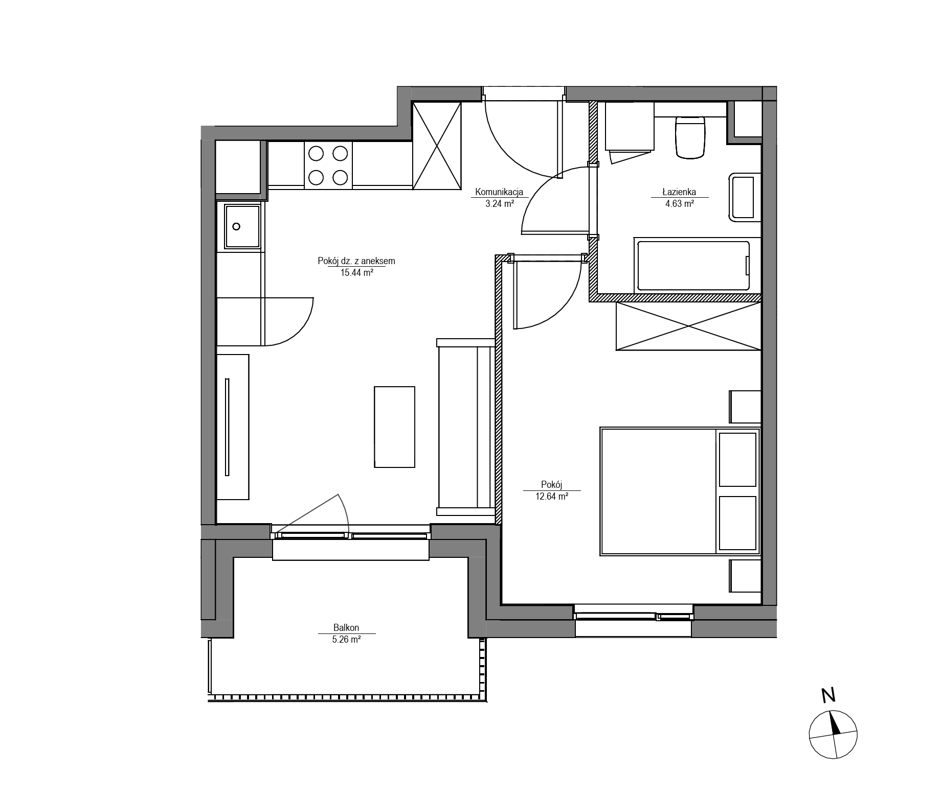 Plan 2 pok. 36m²