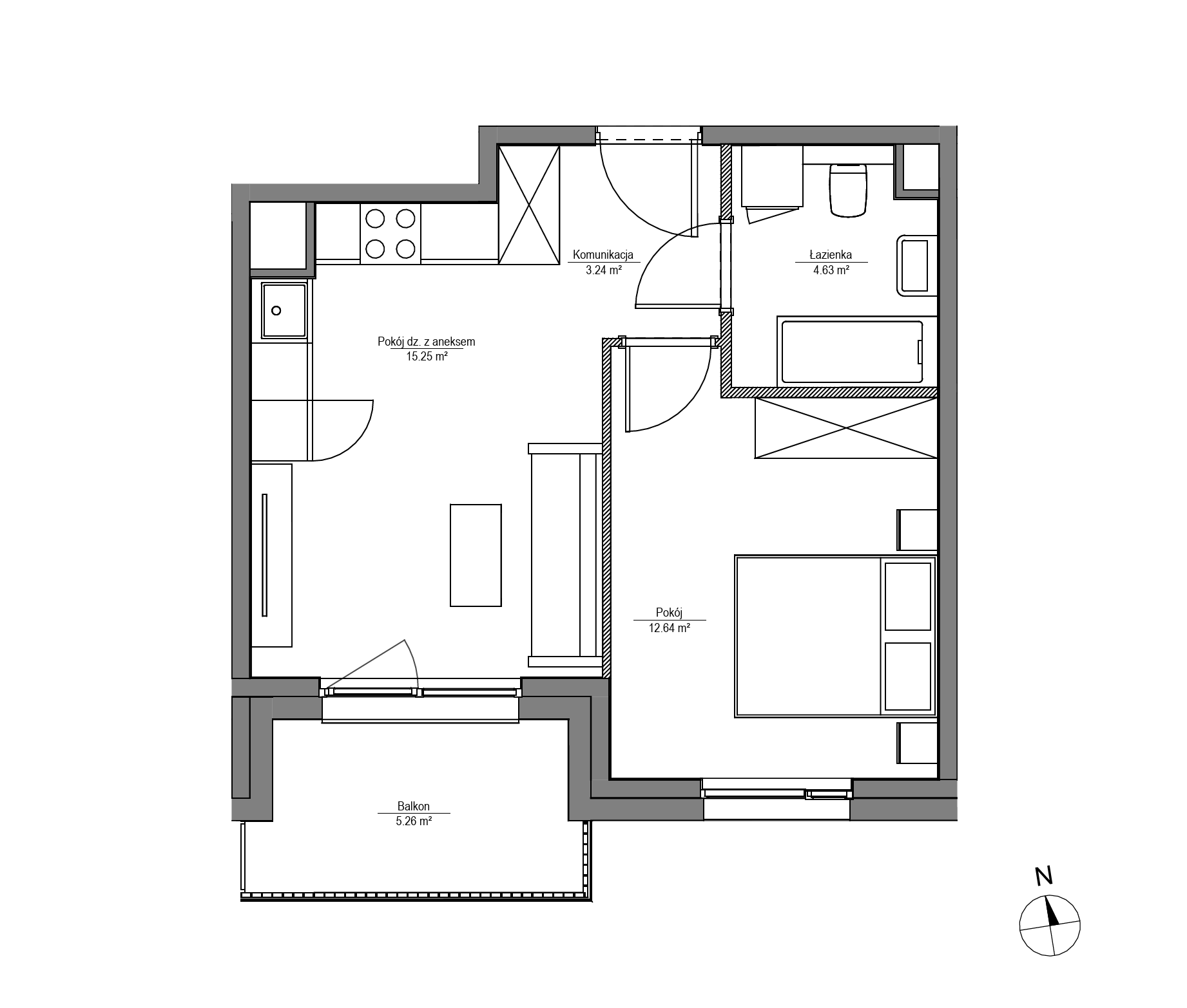 Plan 2 pok. 36m²