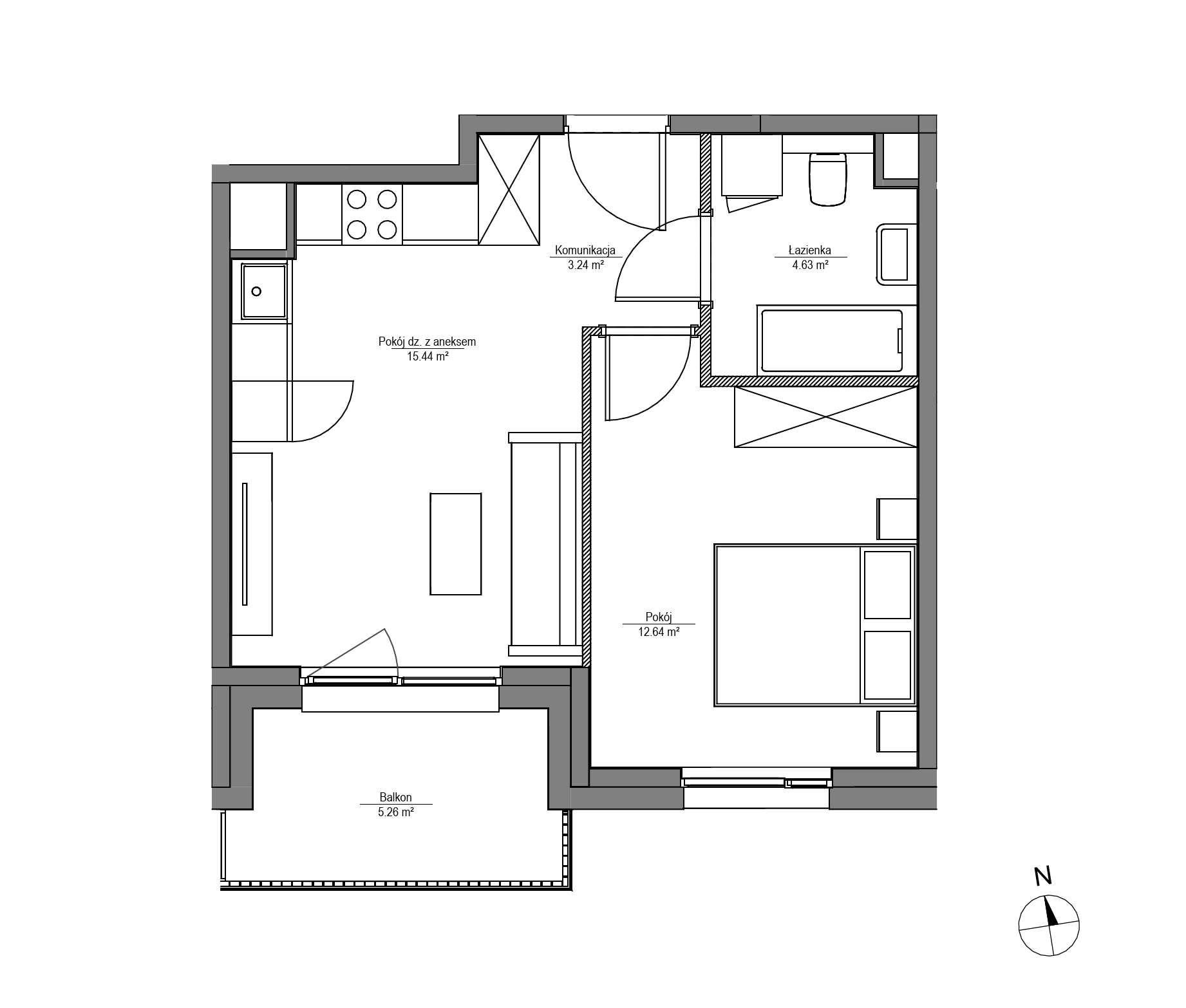 Plan 2 pok. 36m²