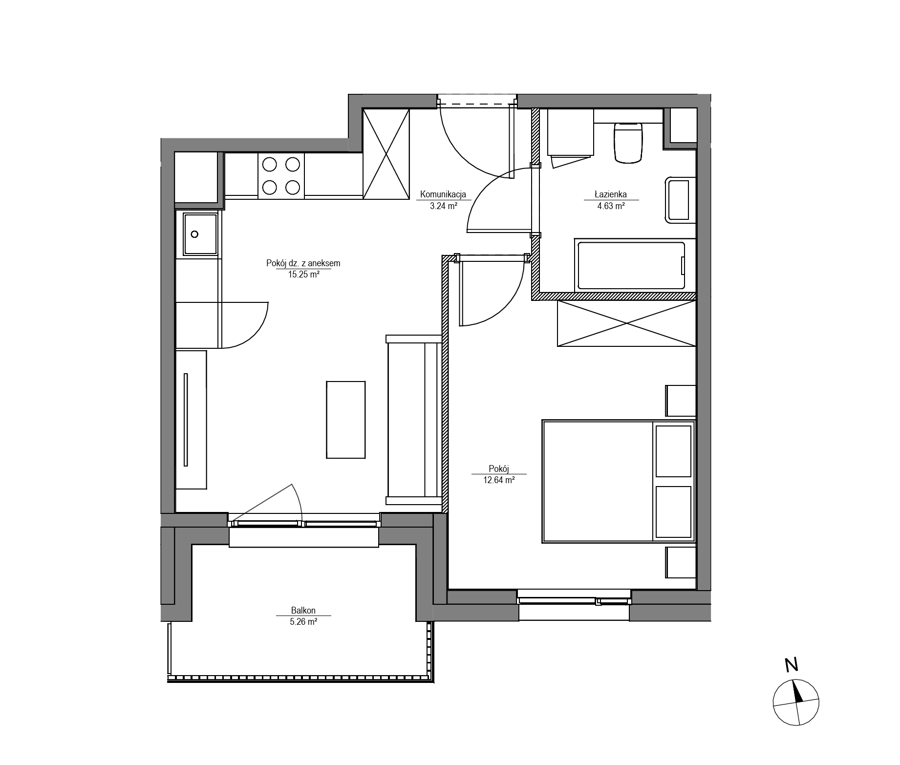 Plan 2 pok. 36m²