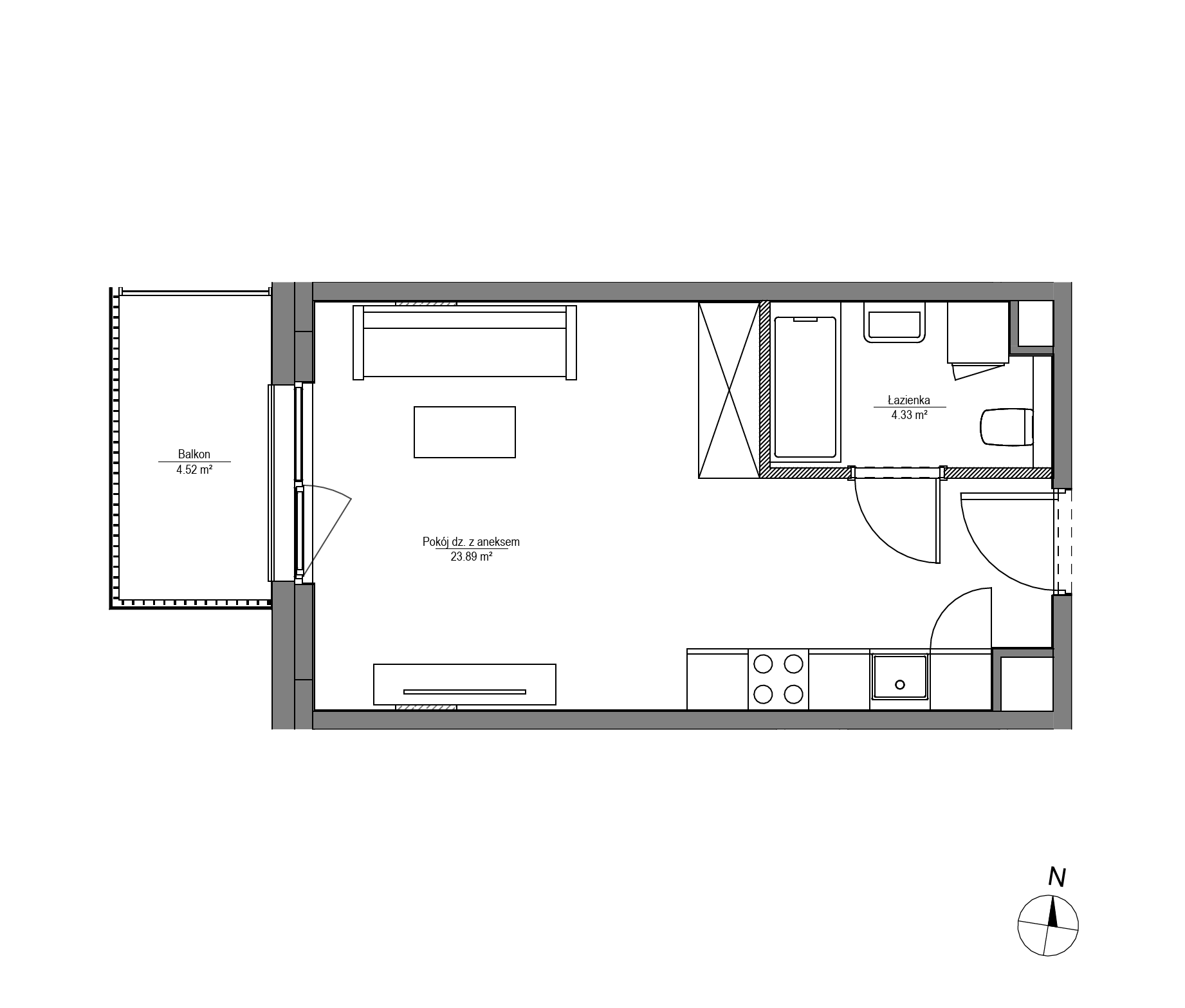 Plan 1 pok. 28m²