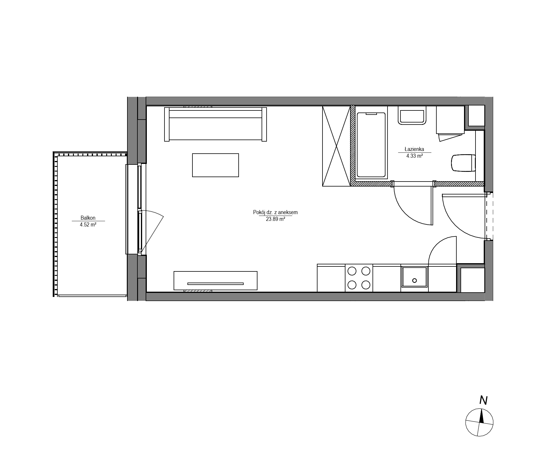 Plan 1 pok. 28m²