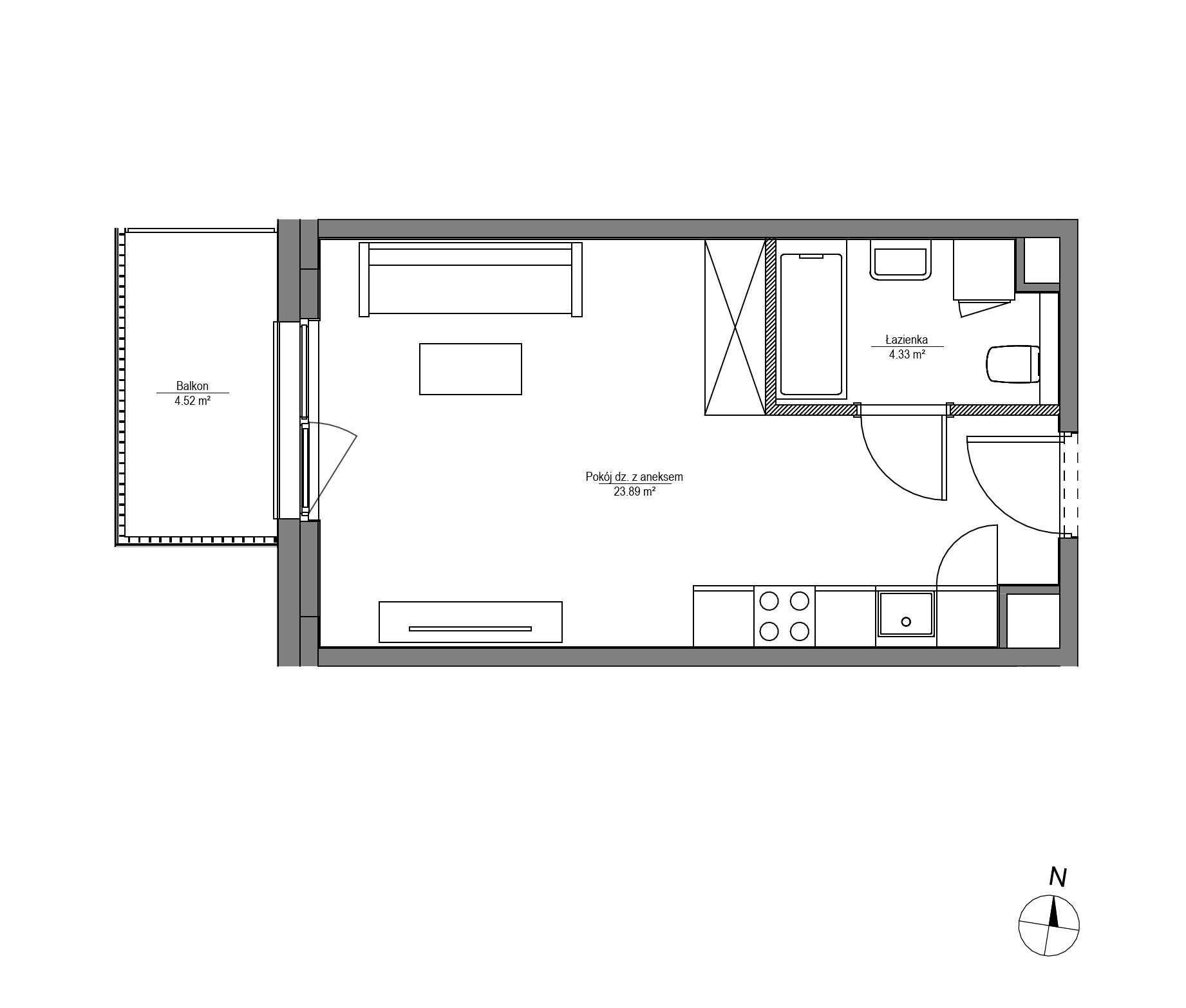 Plan 1 pok. 28m²
