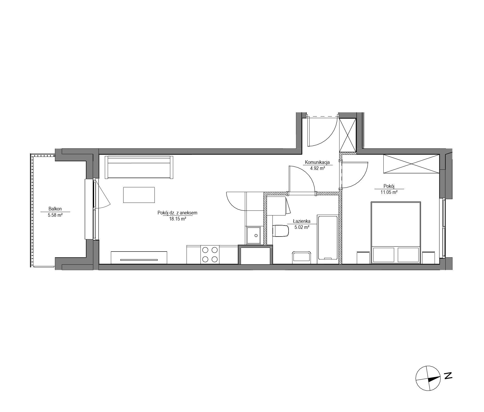 Plan 2 pok. 39m²