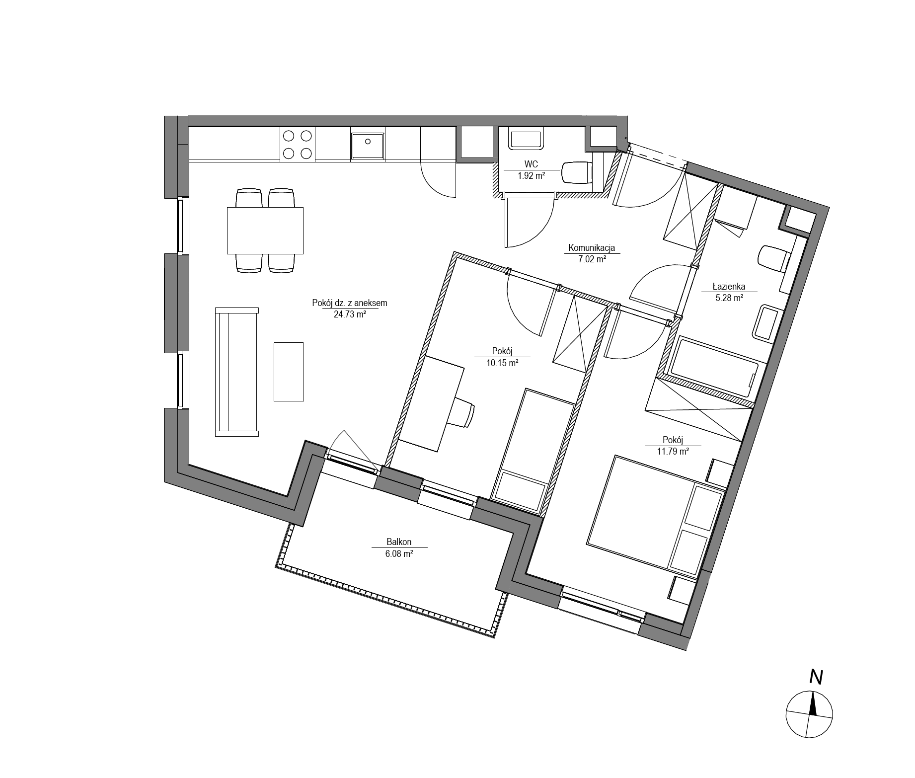 Plan 3 pok. 61m²