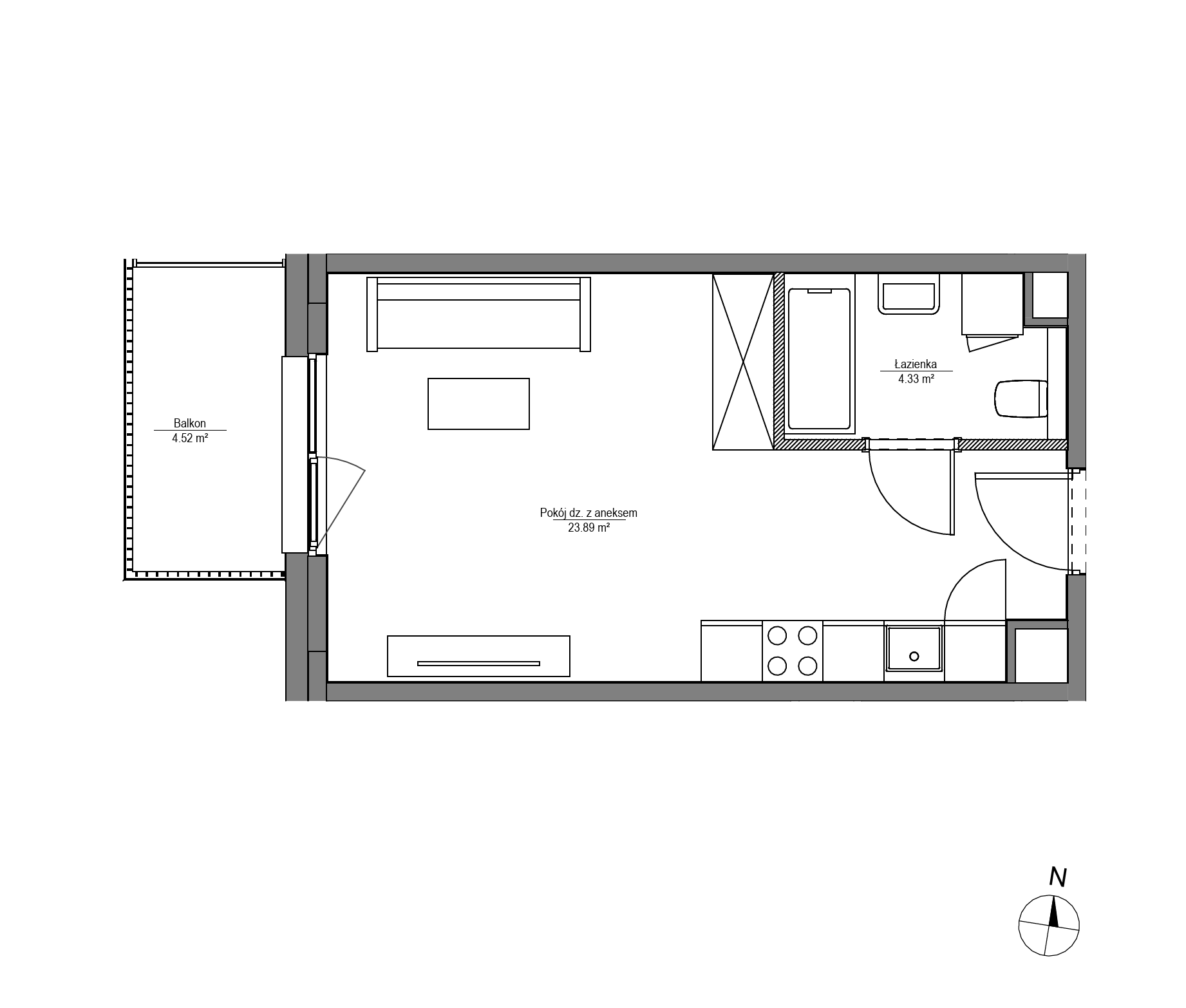 Plan 1 pok. 28m²