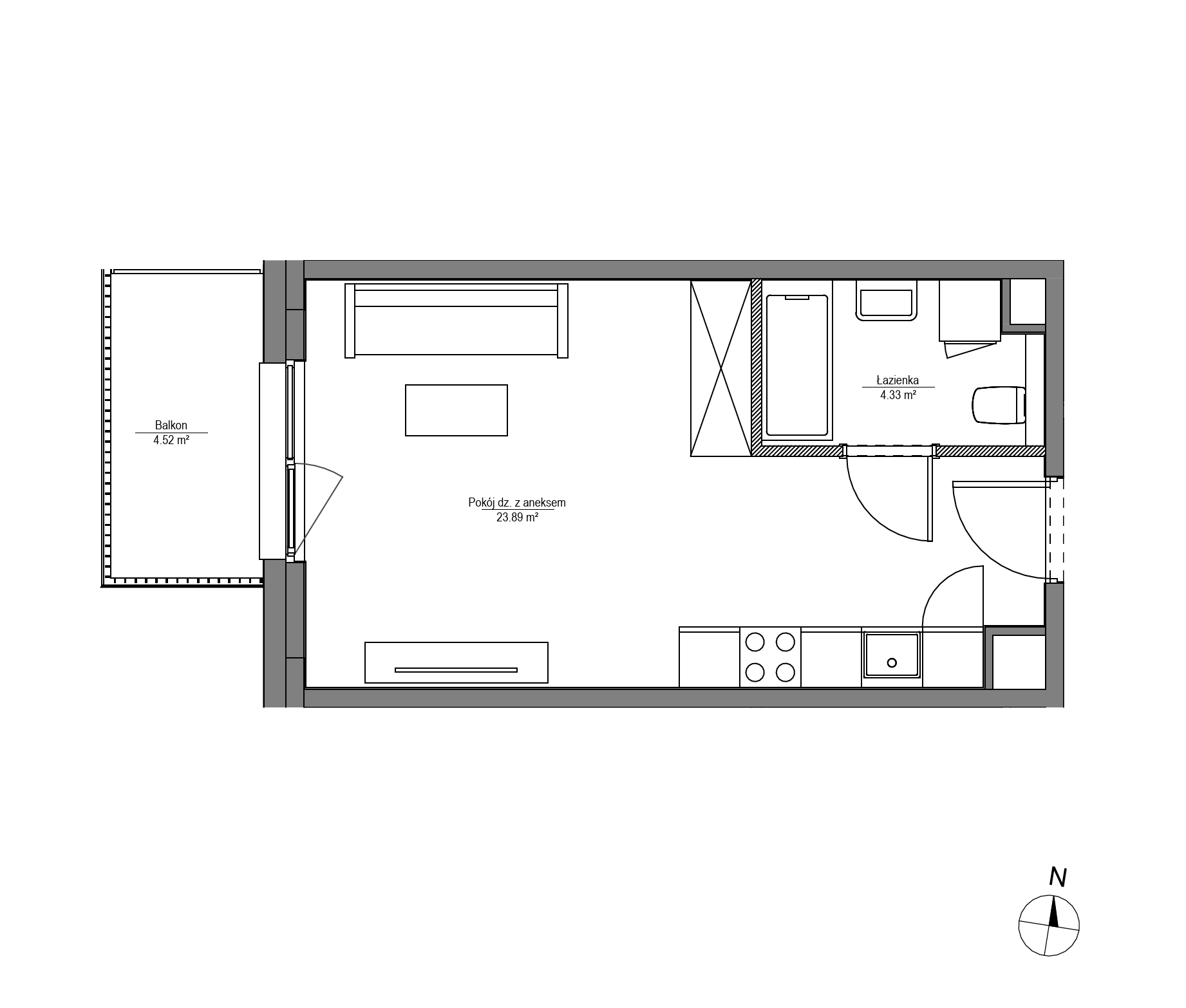 Plan 1 pok. 28m²