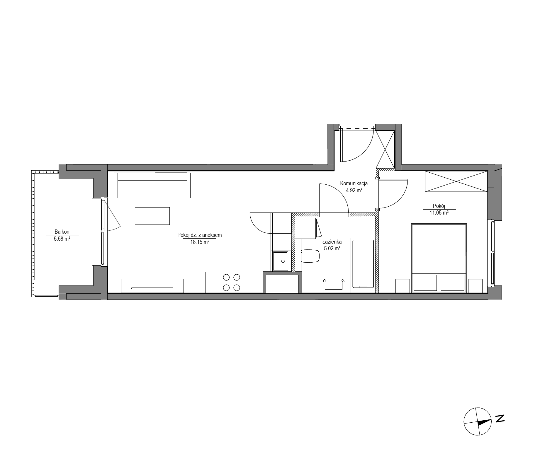 Plan 2 pok. 39m²