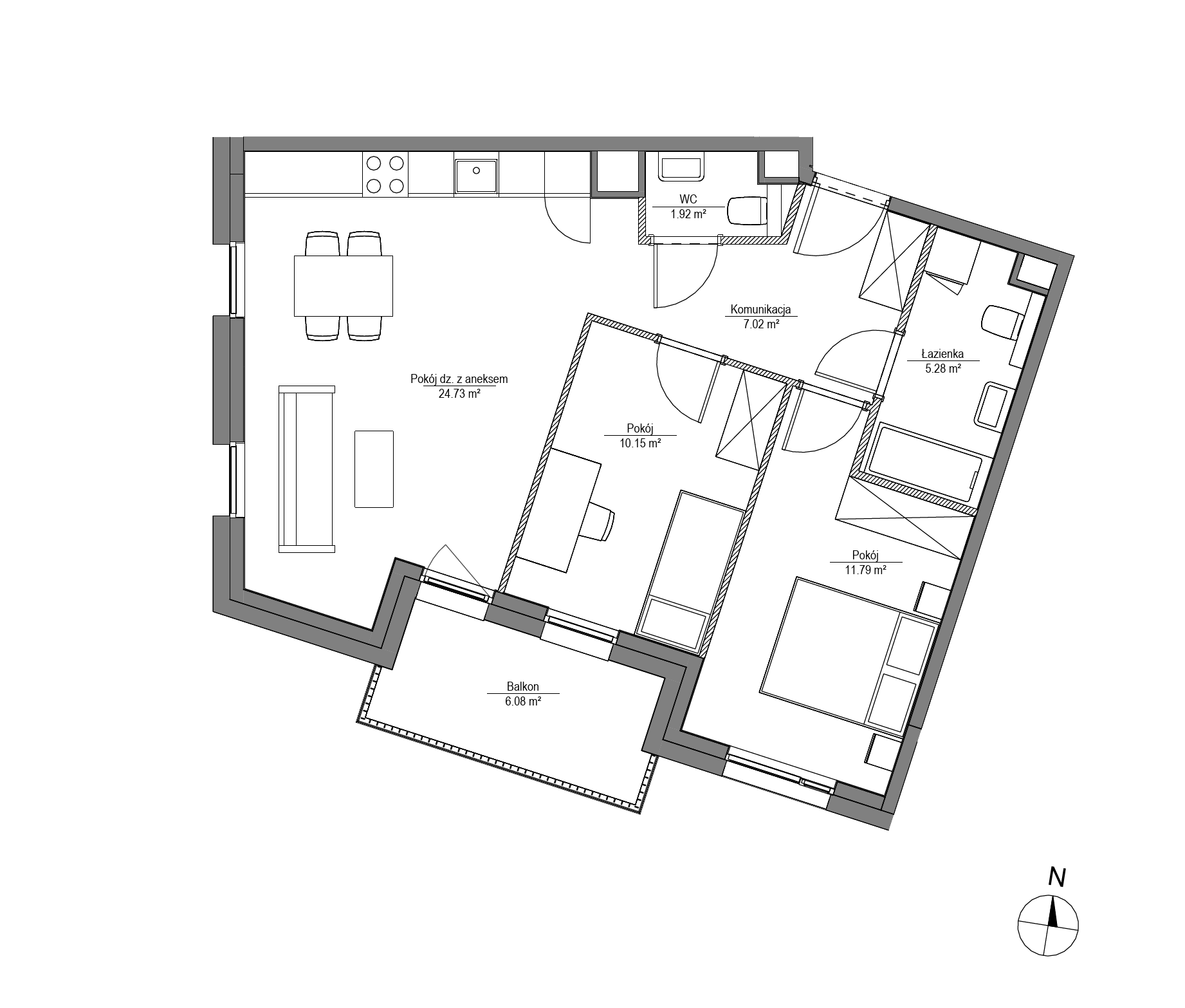 Plan 3 pok. 61m²