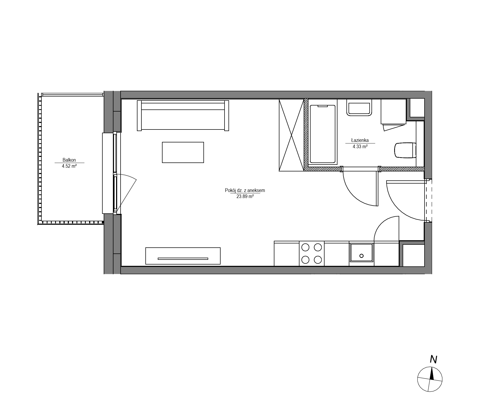 Plan 1 pok. 28m²