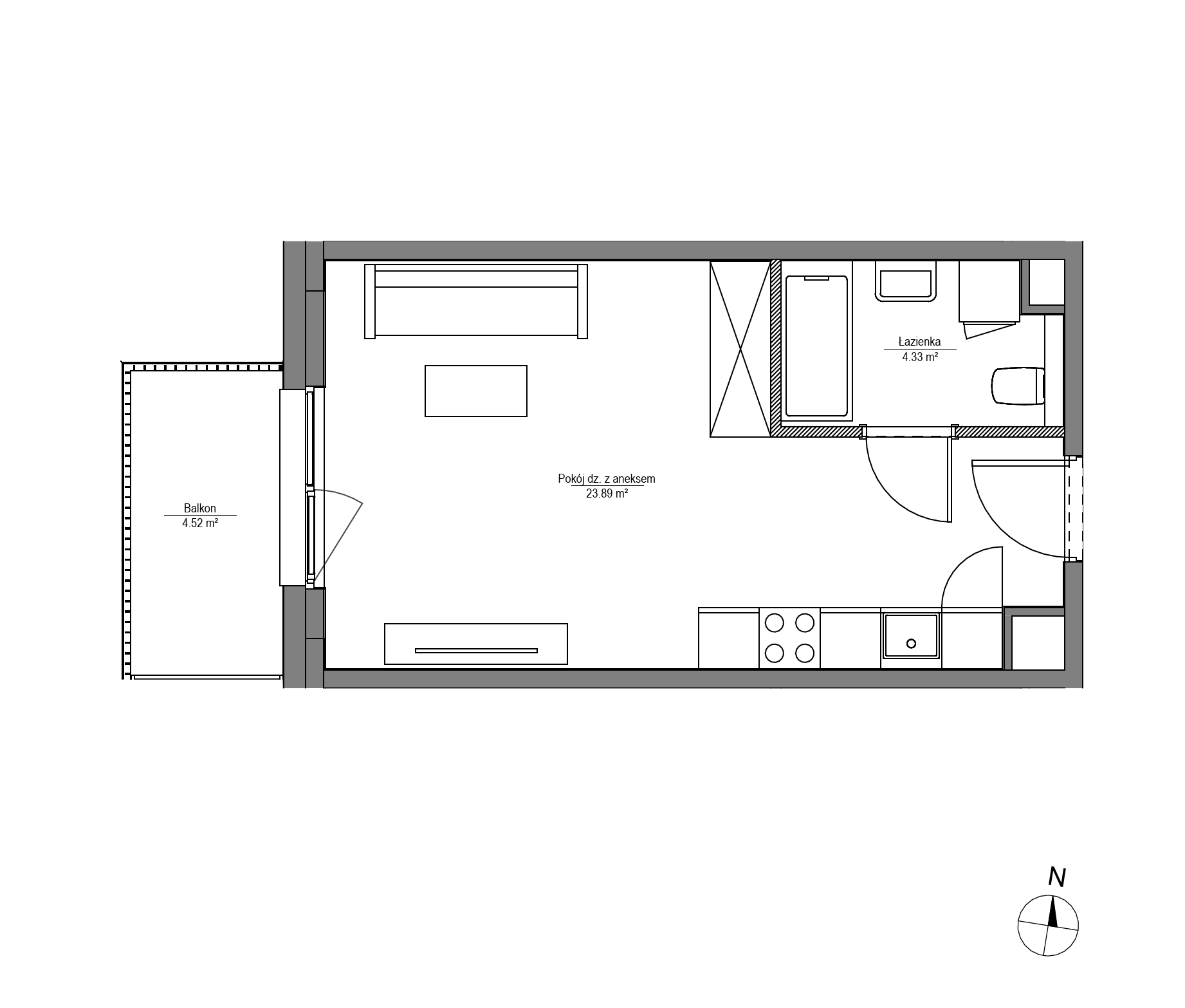 Plan 1 pok. 28m²