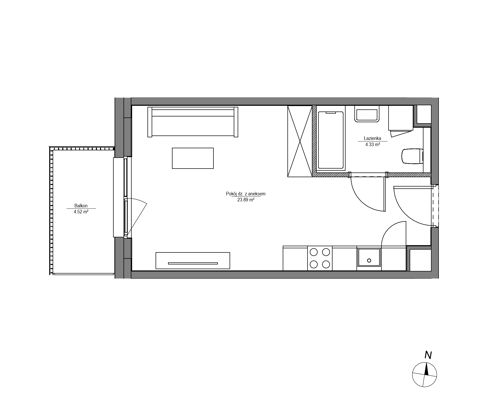 Plan 1 pok. 28m²
