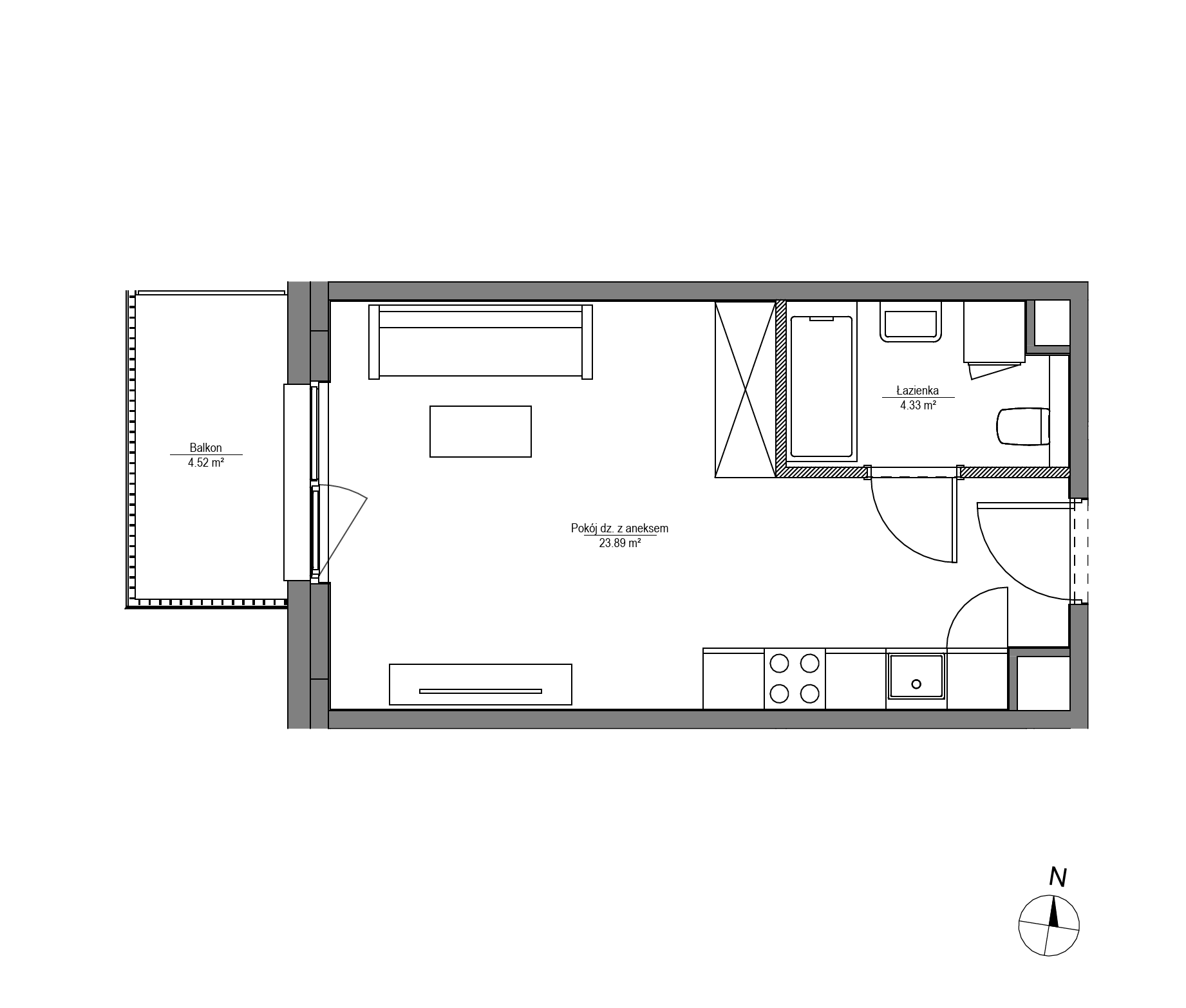 Plan 1 pok. 28m²