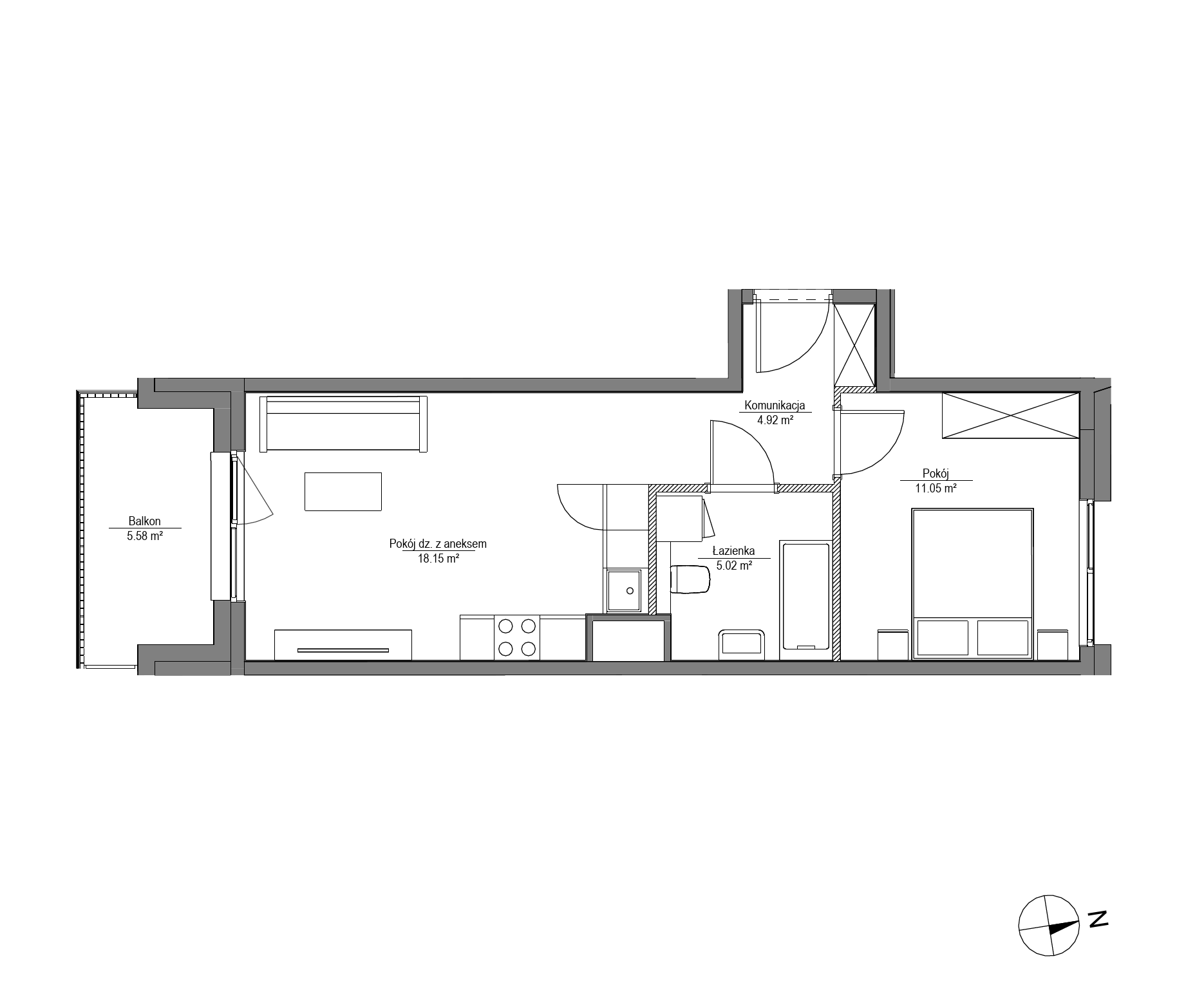 Plan 2 pok. 39m²