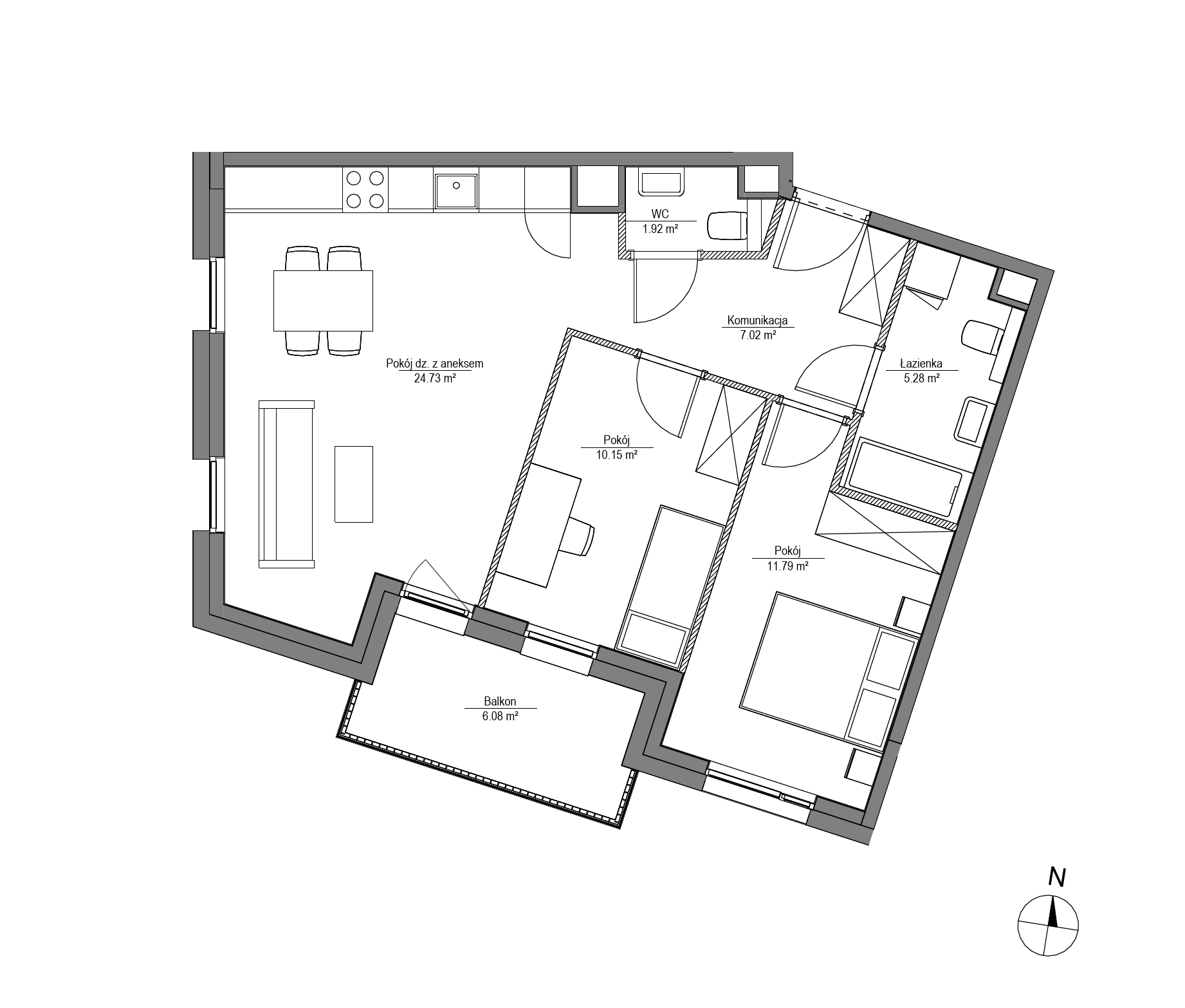Plan 3 pok. 61m²