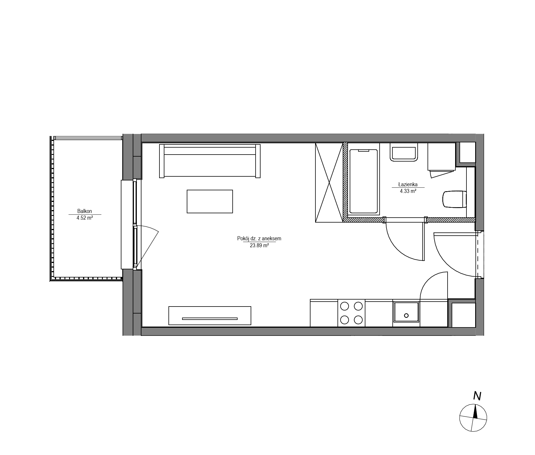 Plan 1 pok. 28m²