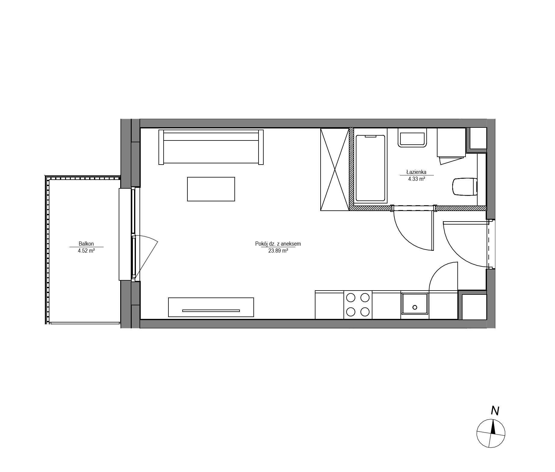 Plan 1 pok. 28m²