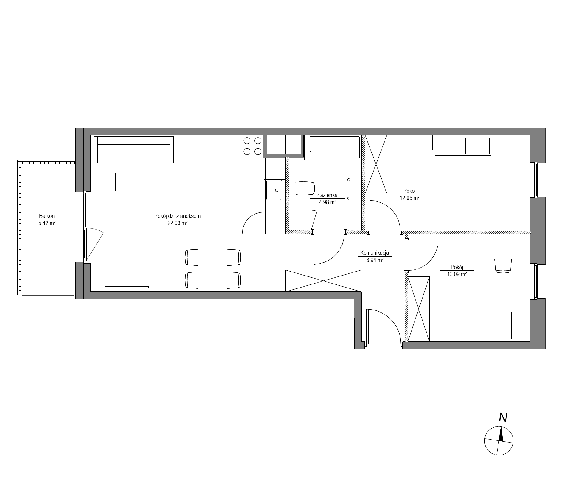 Plan 3 pok. 57m²
