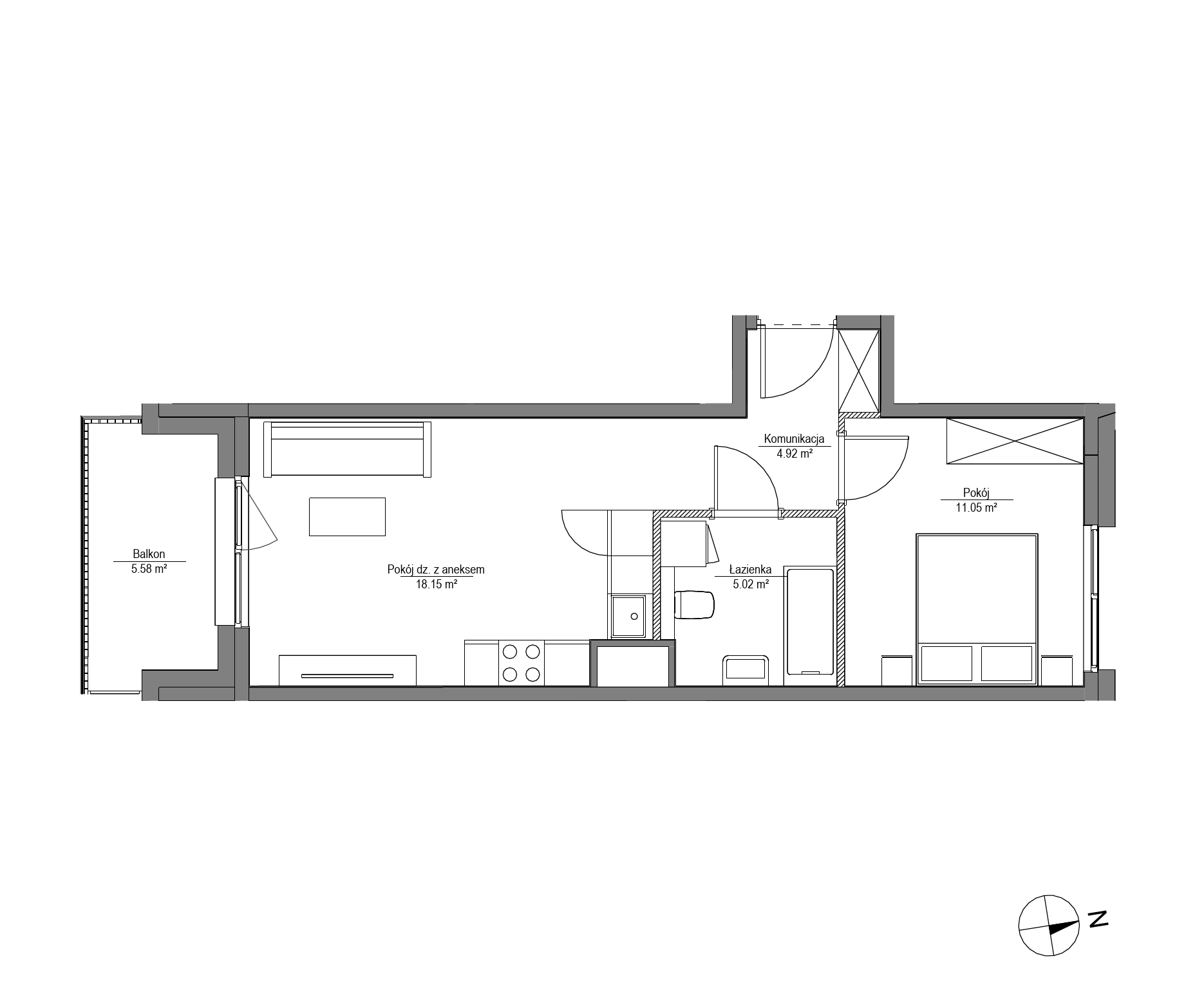 Plan 2 pok. 39m²