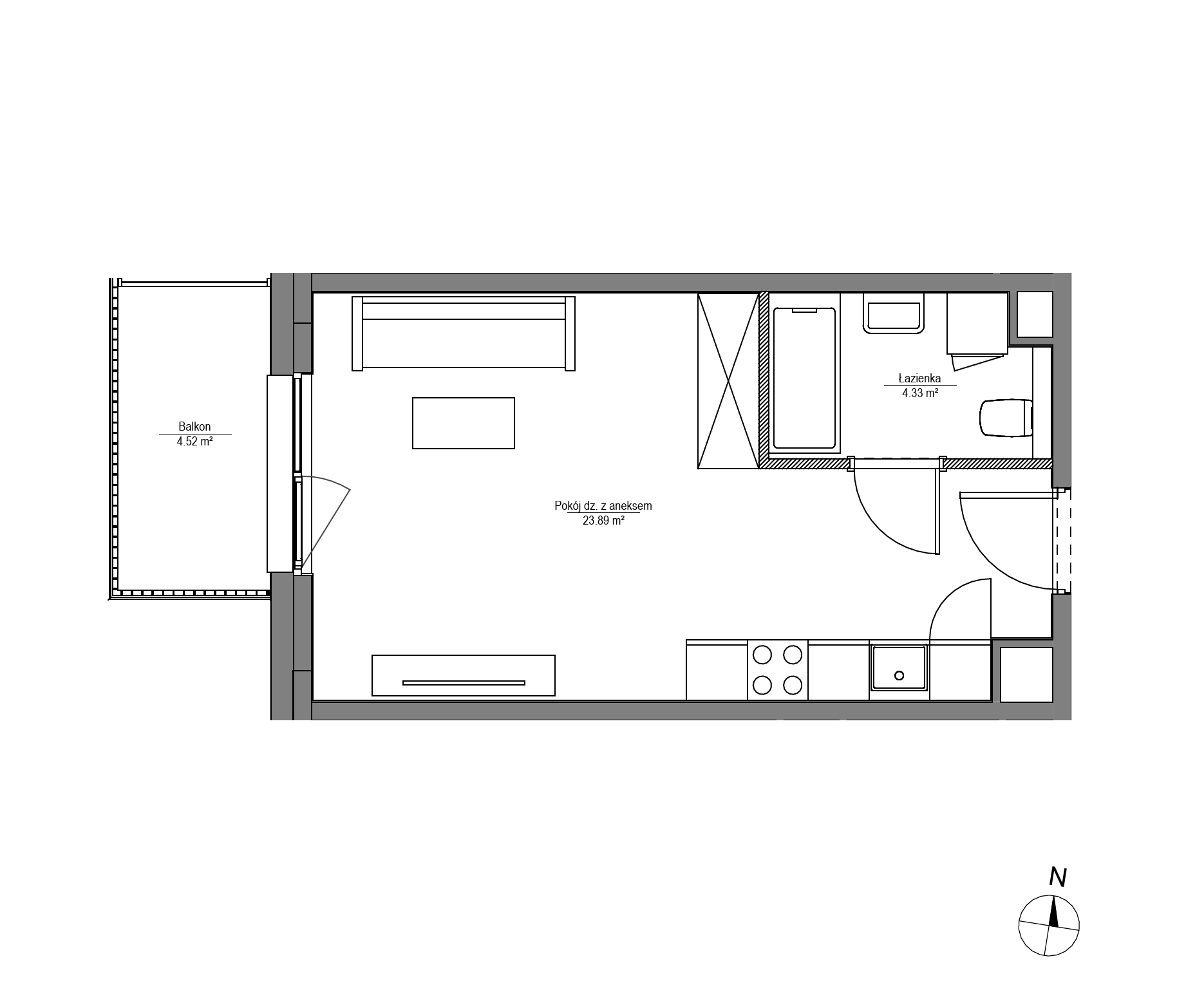Plan 1 pok. 28m²