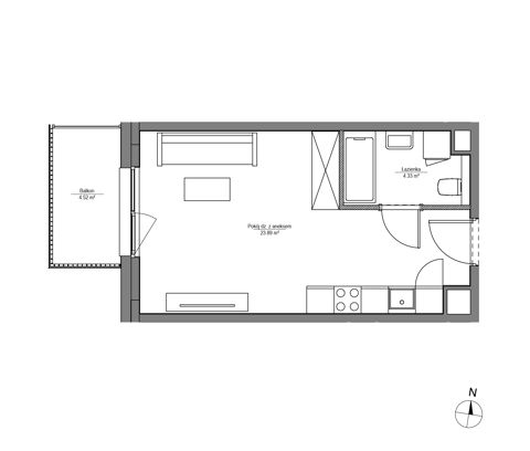 Plan 1 pok. 28m²
