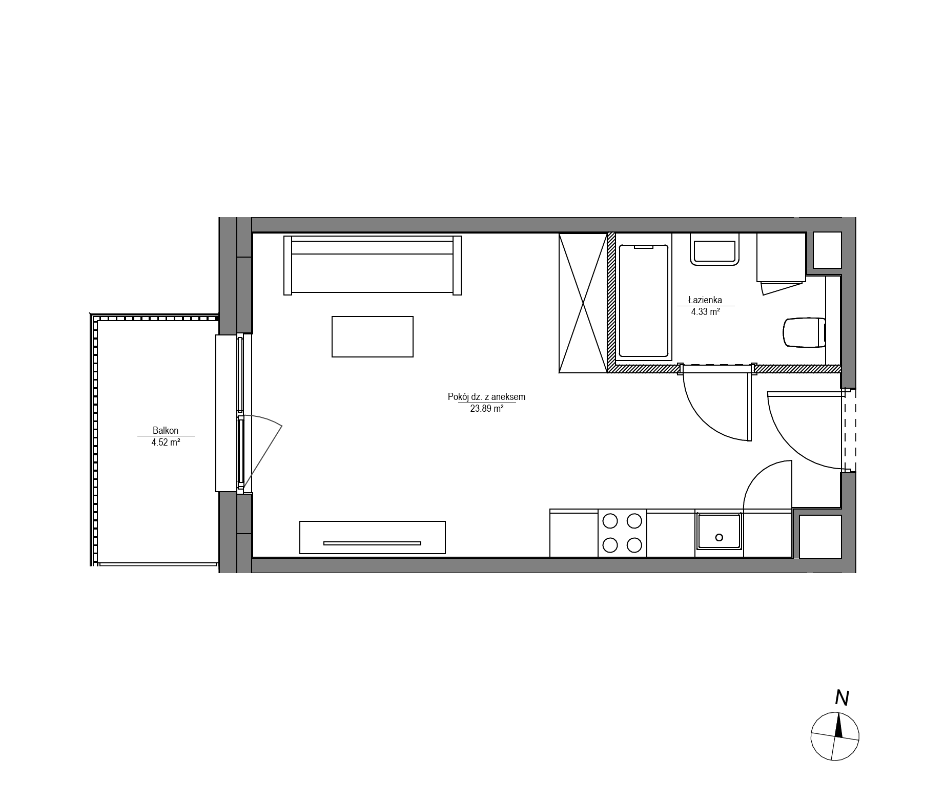 Plan 1 pok. 28m²