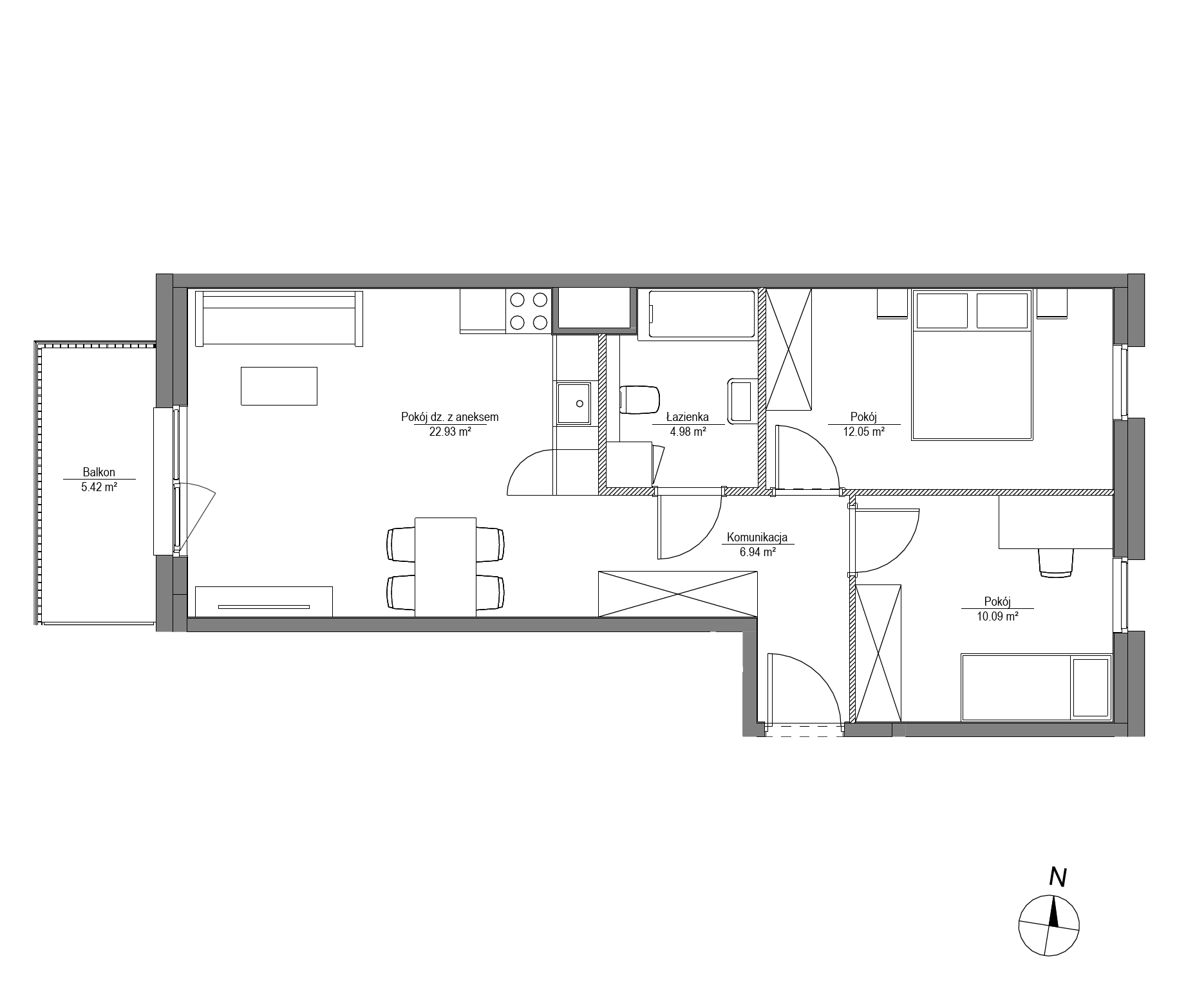 Plan 3 pok. 57m²