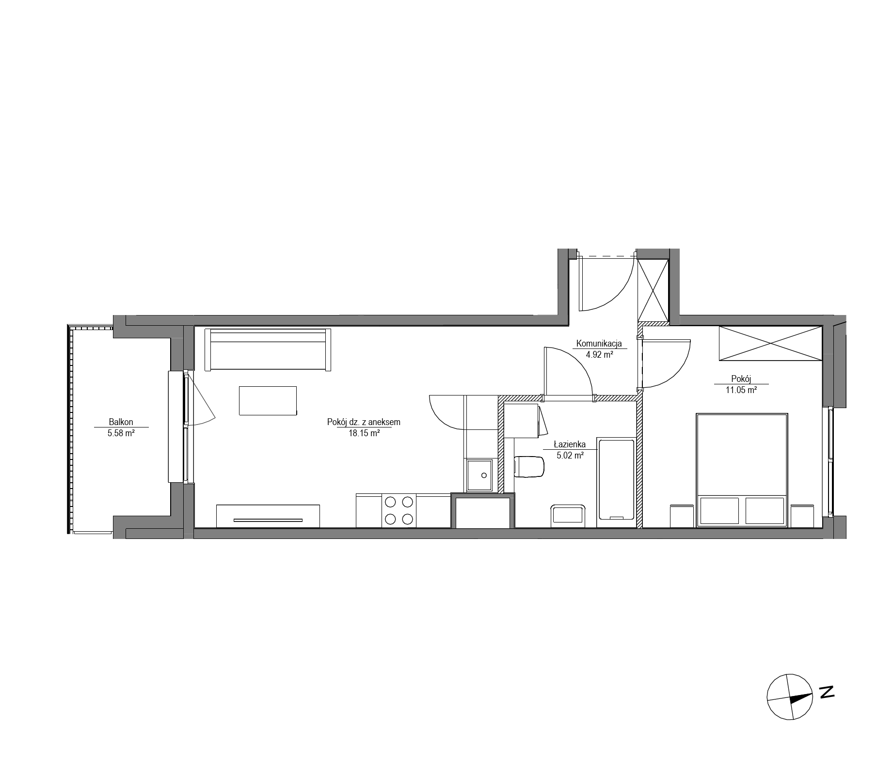 Plan 2 pok. 39m²