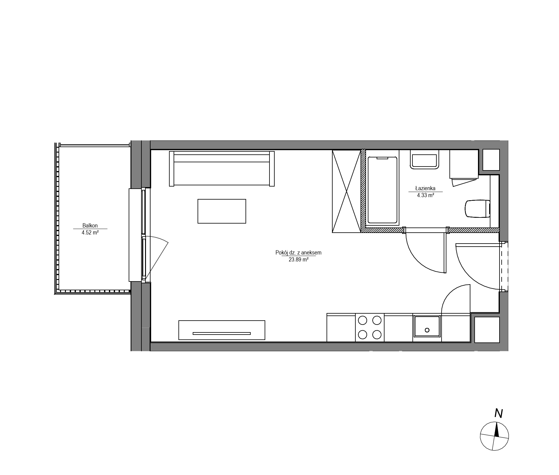 Plan 1 pok. 28m²