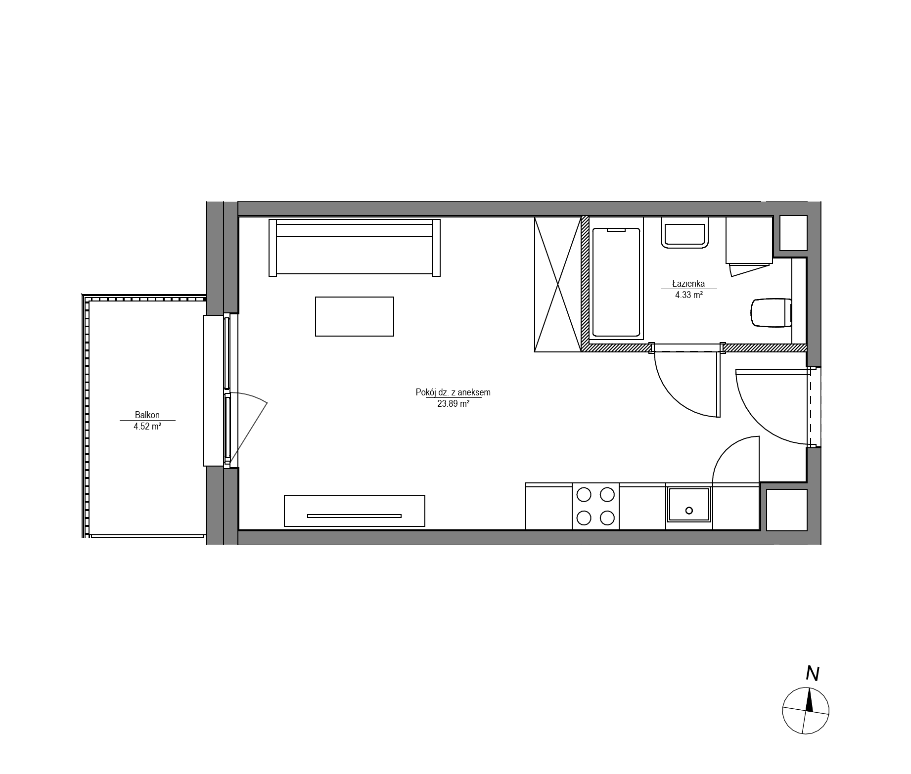 Plan 1 pok. 28m²