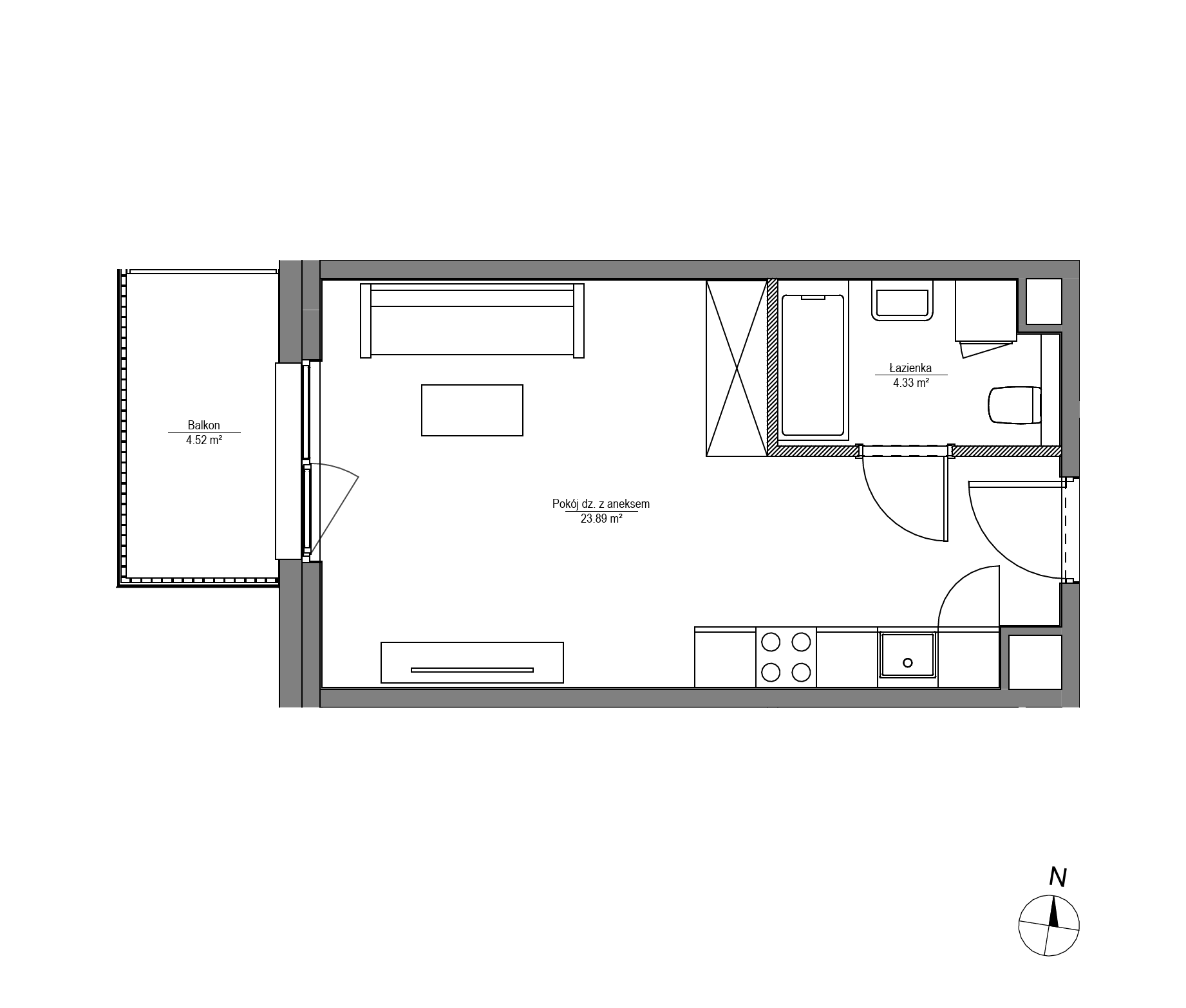 Plan 1 pok. 28m²