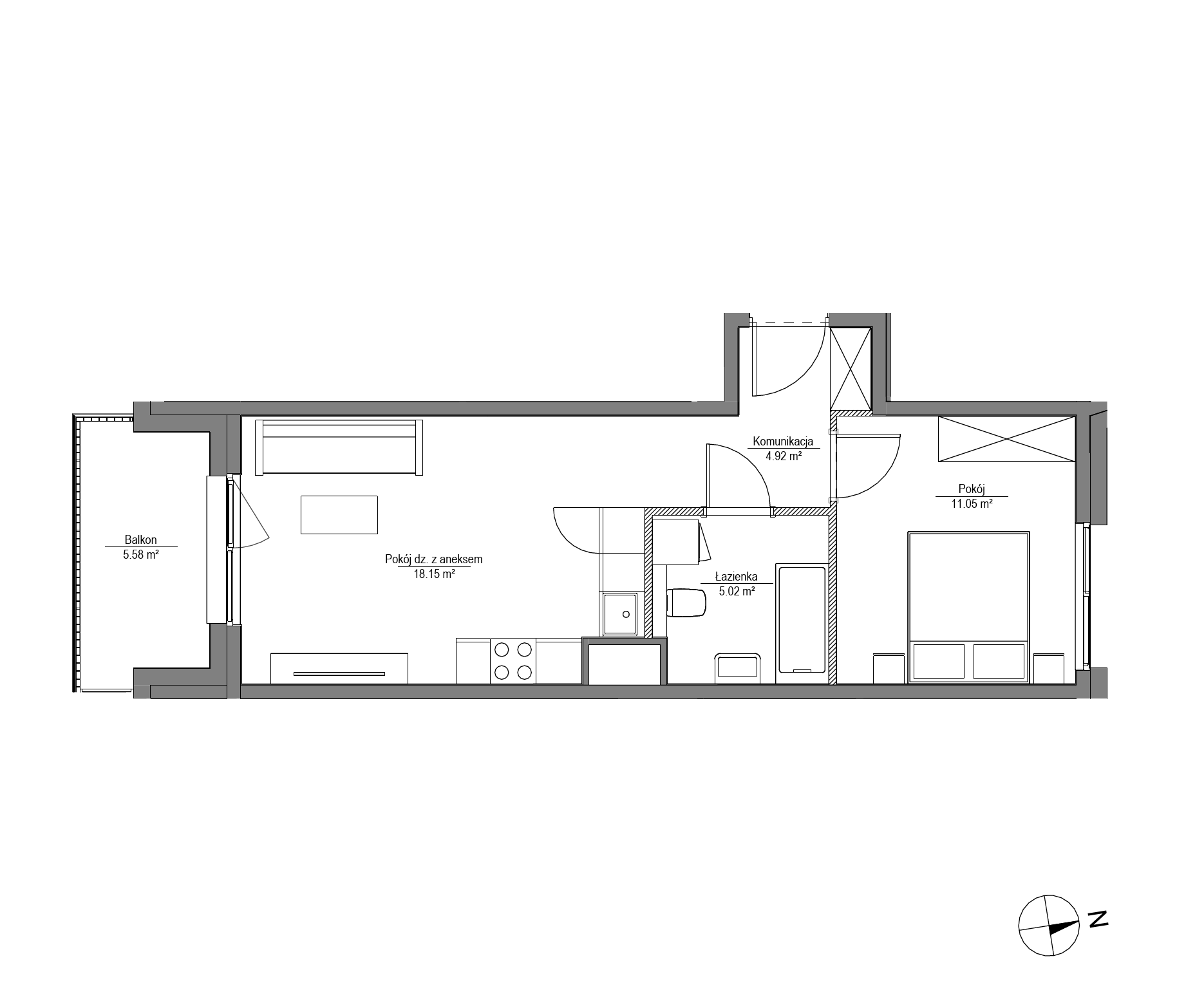 Plan 2 pok. 39m²