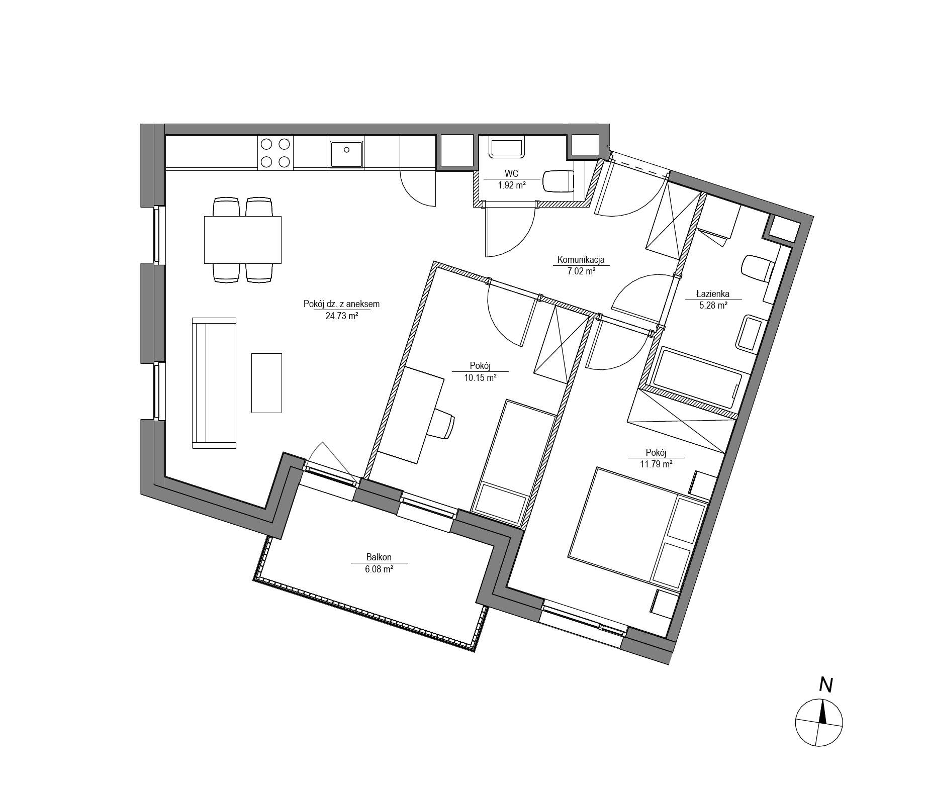 Plan 3 pok. 61m²