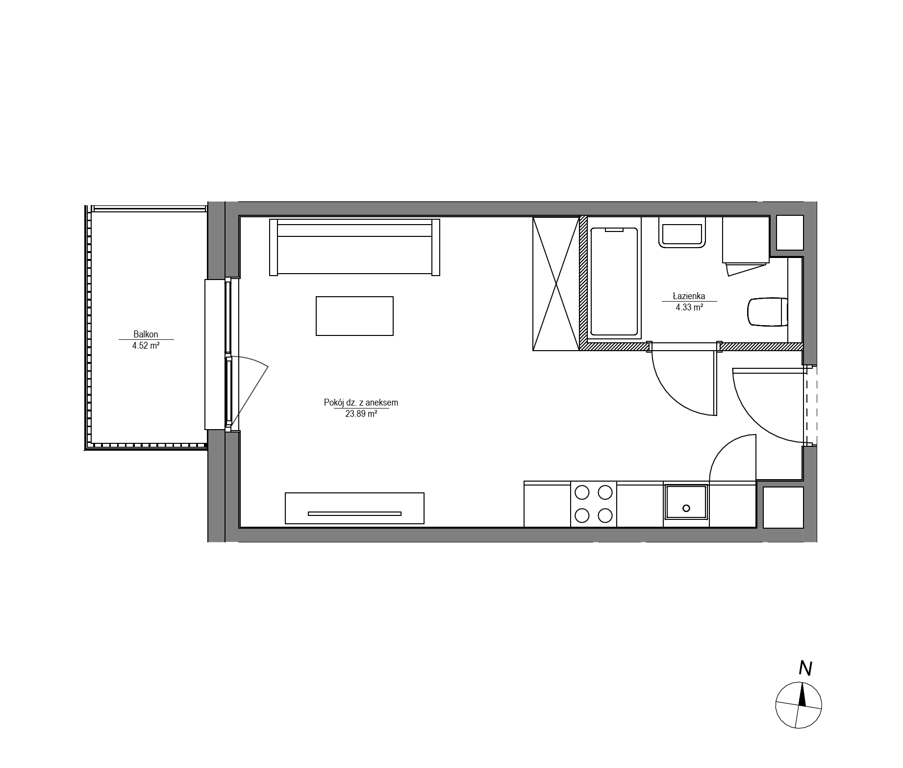 Plan 1 pok. 28m²