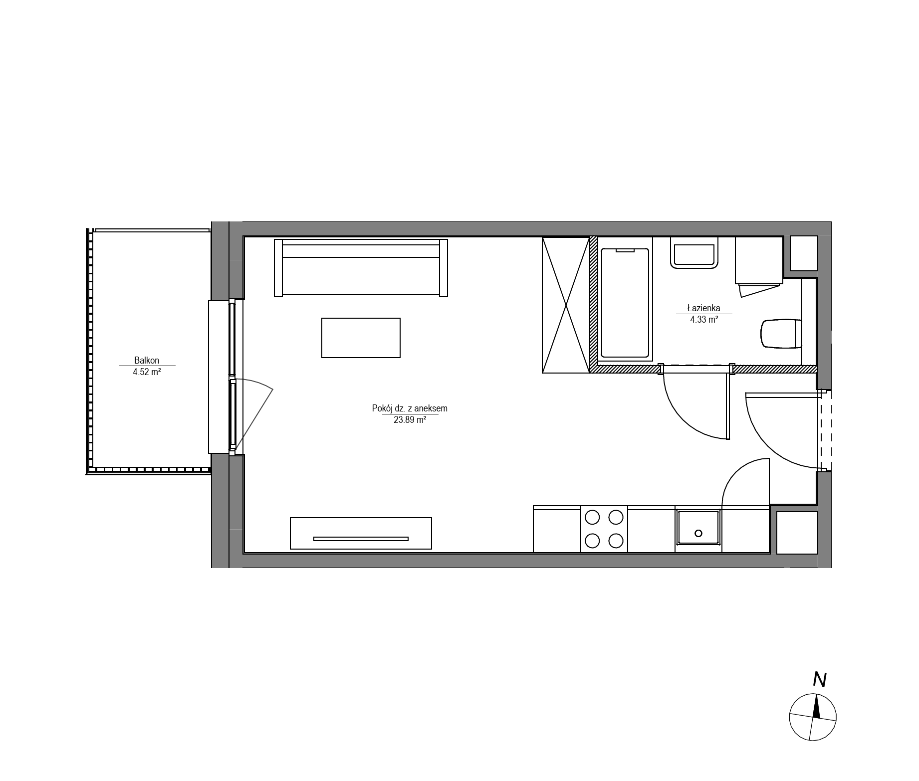 Plan 1 pok. 28m²