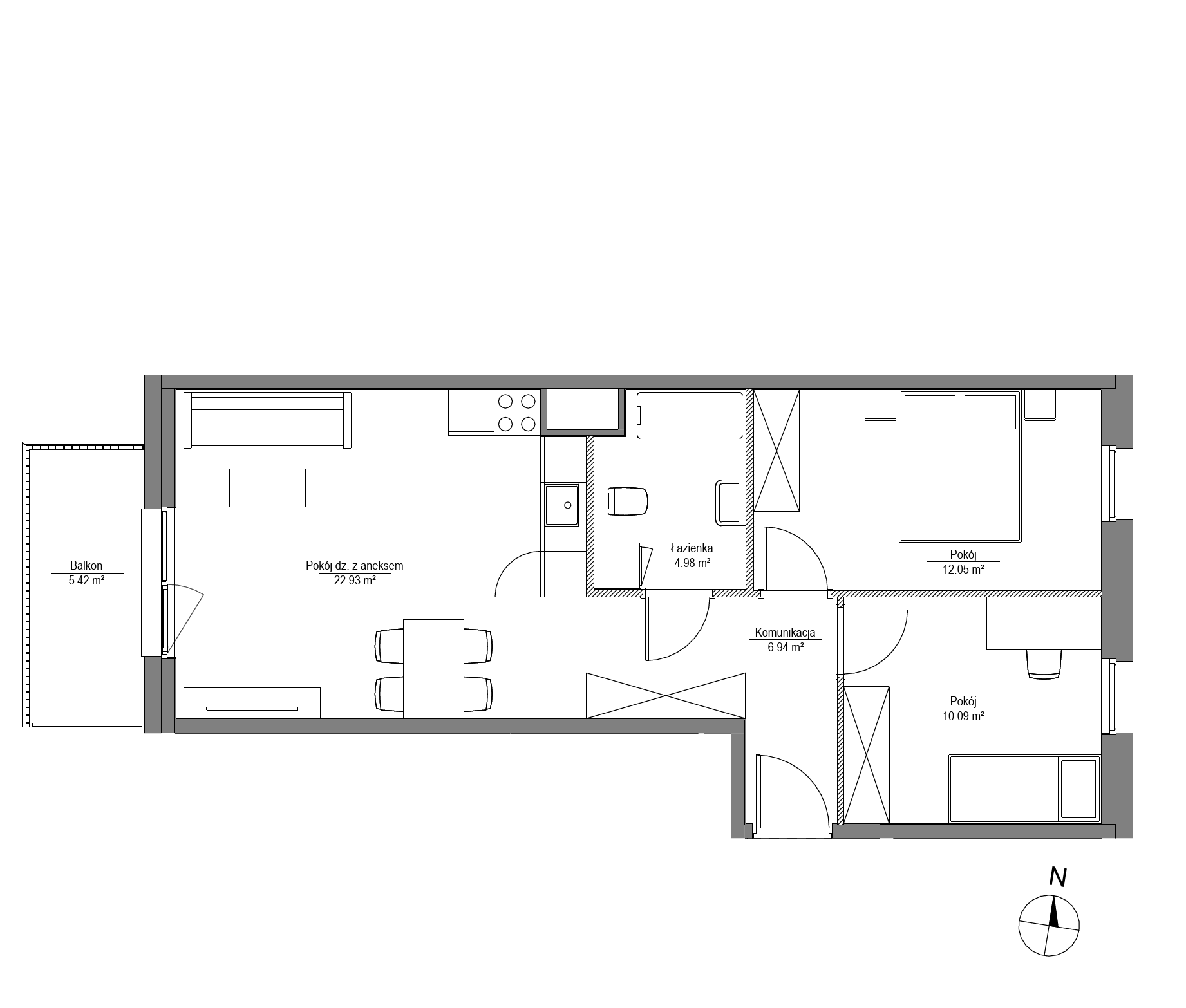 Plan 3 pok. 57m²