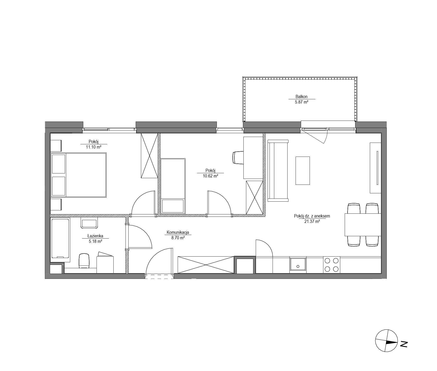 Plan 3 pok. 57m²
