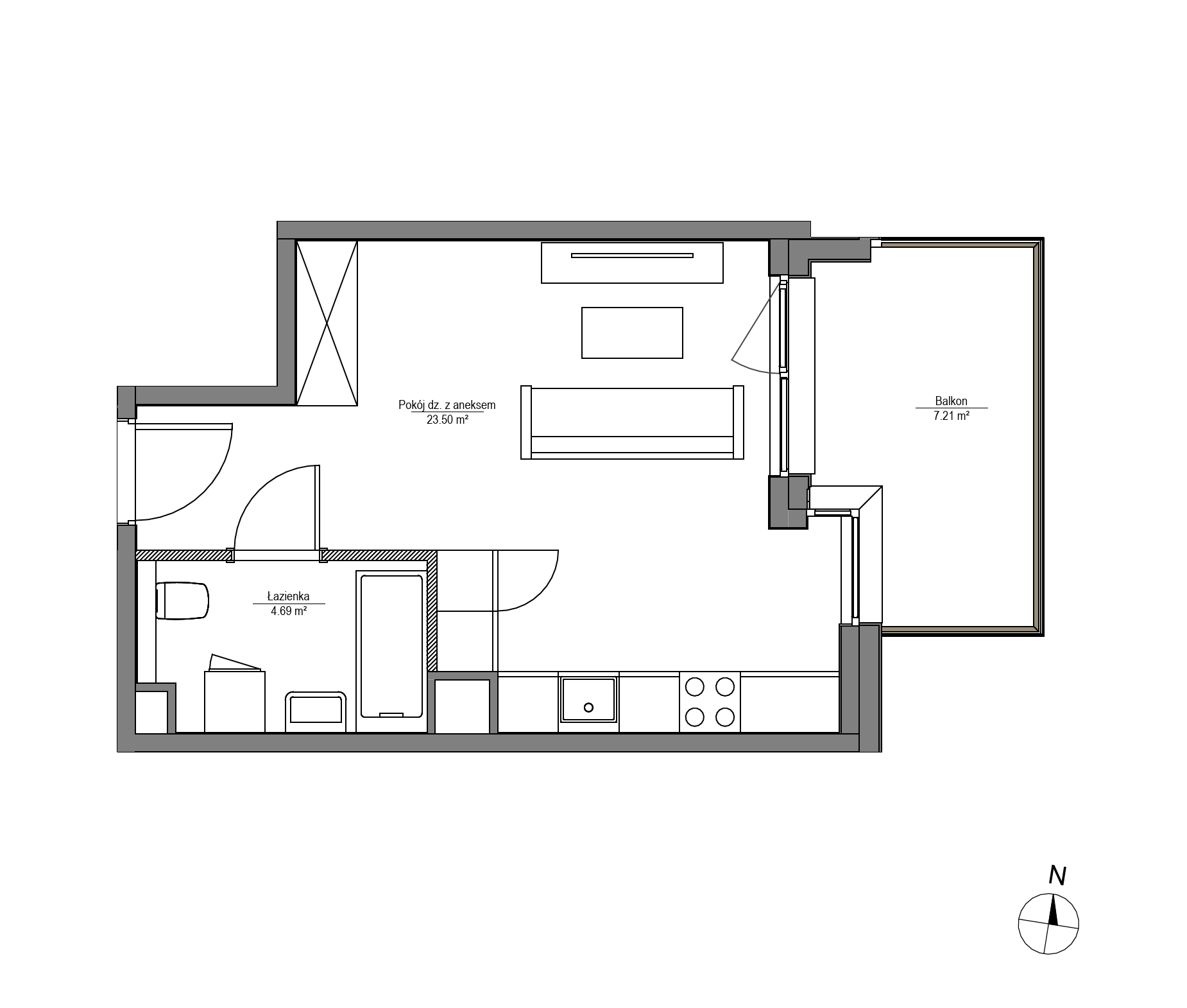 Plan 1 pok. 28m²