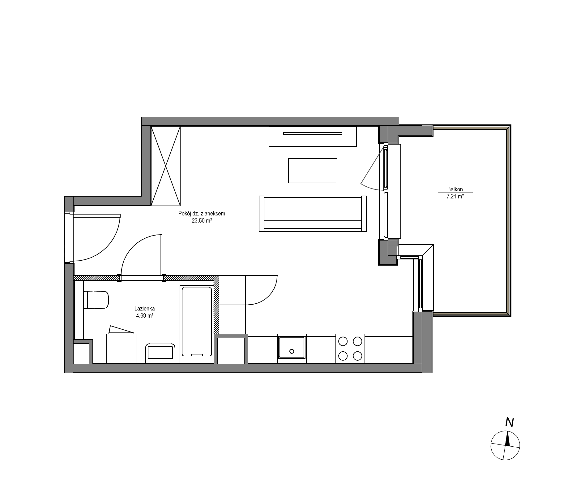Plan 1 pok. 28m²