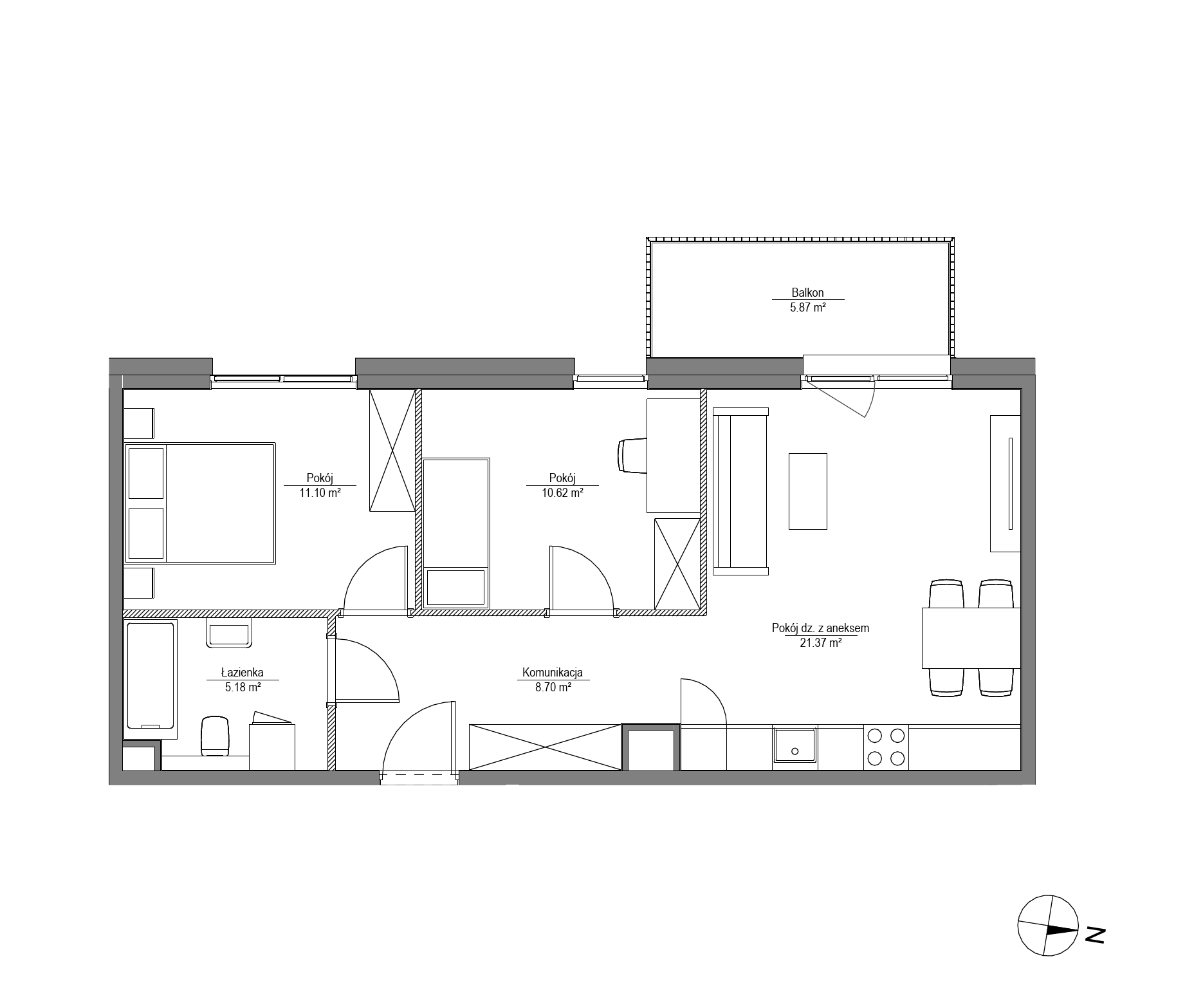 Plan 3 pok. 57m²