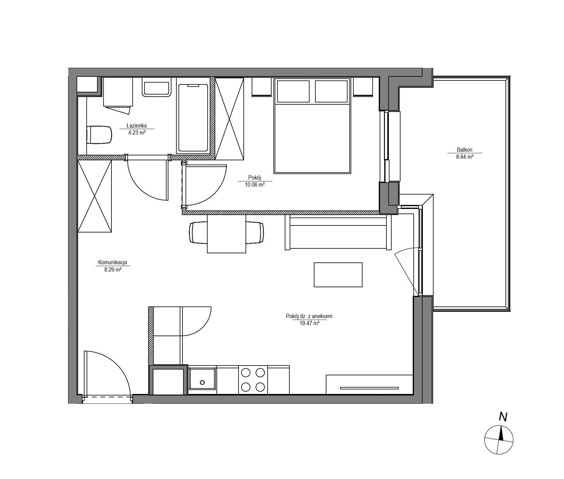 Plan 2 pok. 42m²