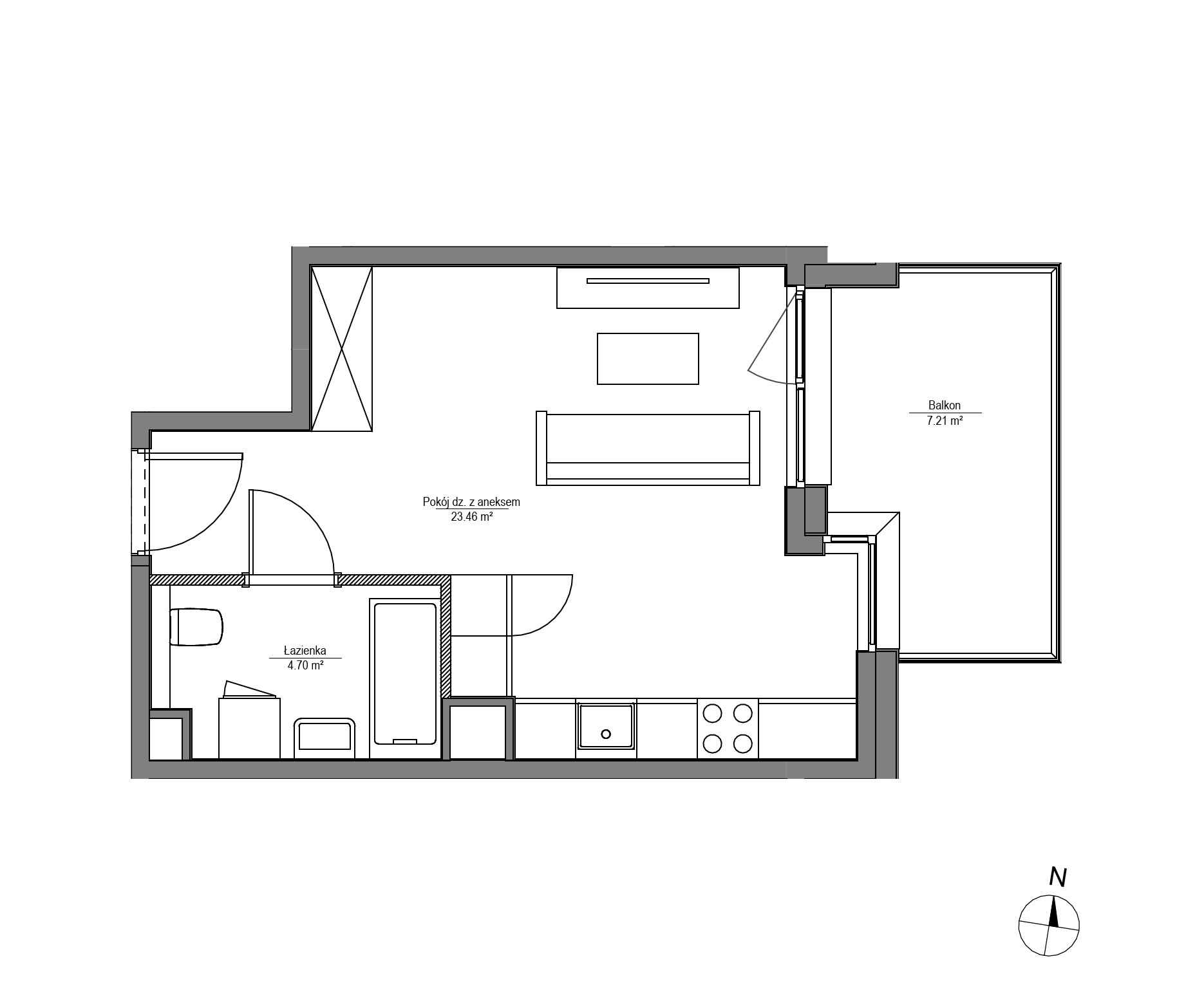 Plan 1 pok. 28m²