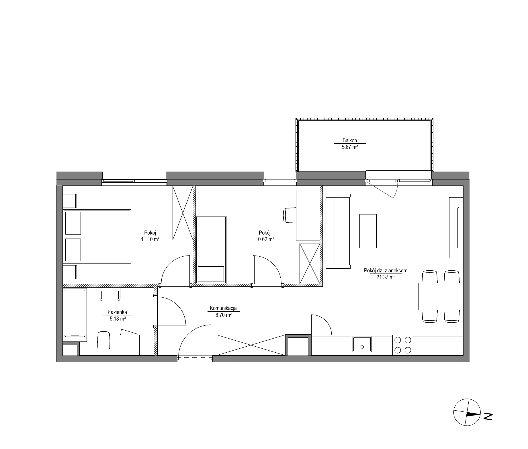 Plan 3 pok. 57m²