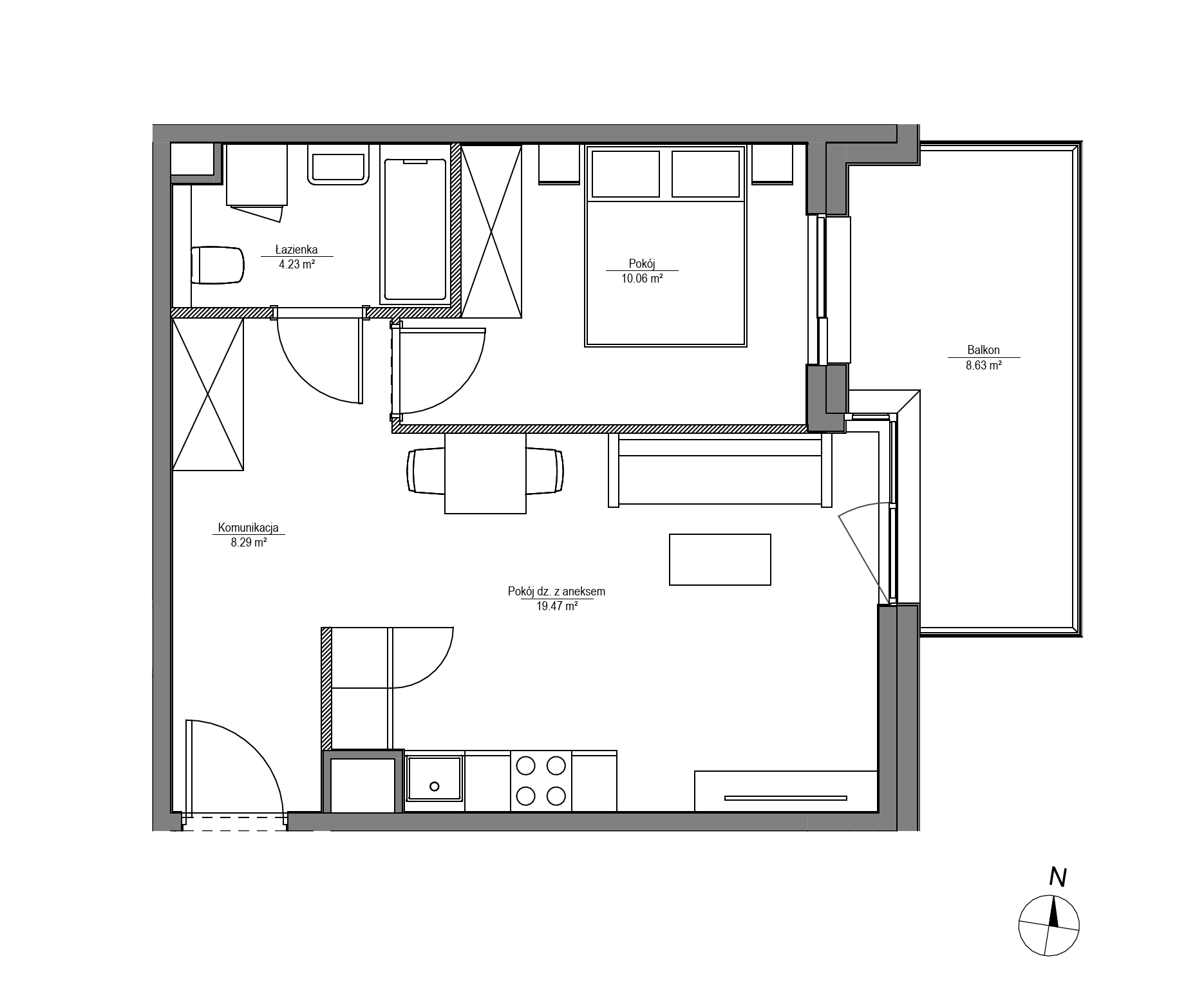 Plan 2 pok. 42m²